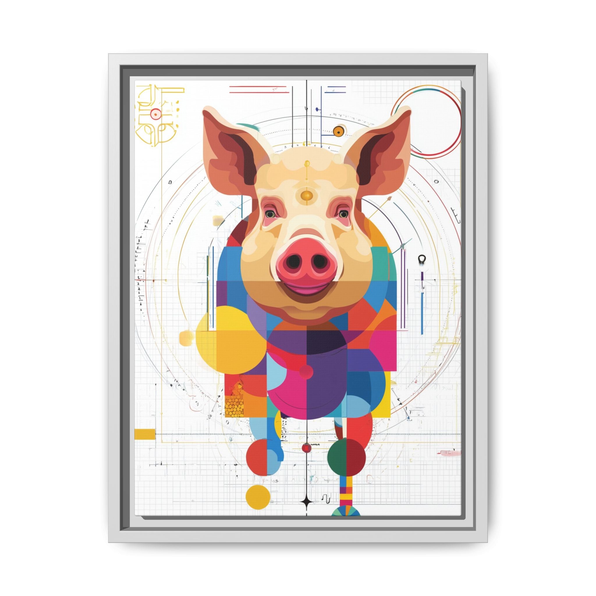 Geometric Pig: Digital Cubist Portrait, Mathematical Animal Abstraction   |    Custom Orders Available