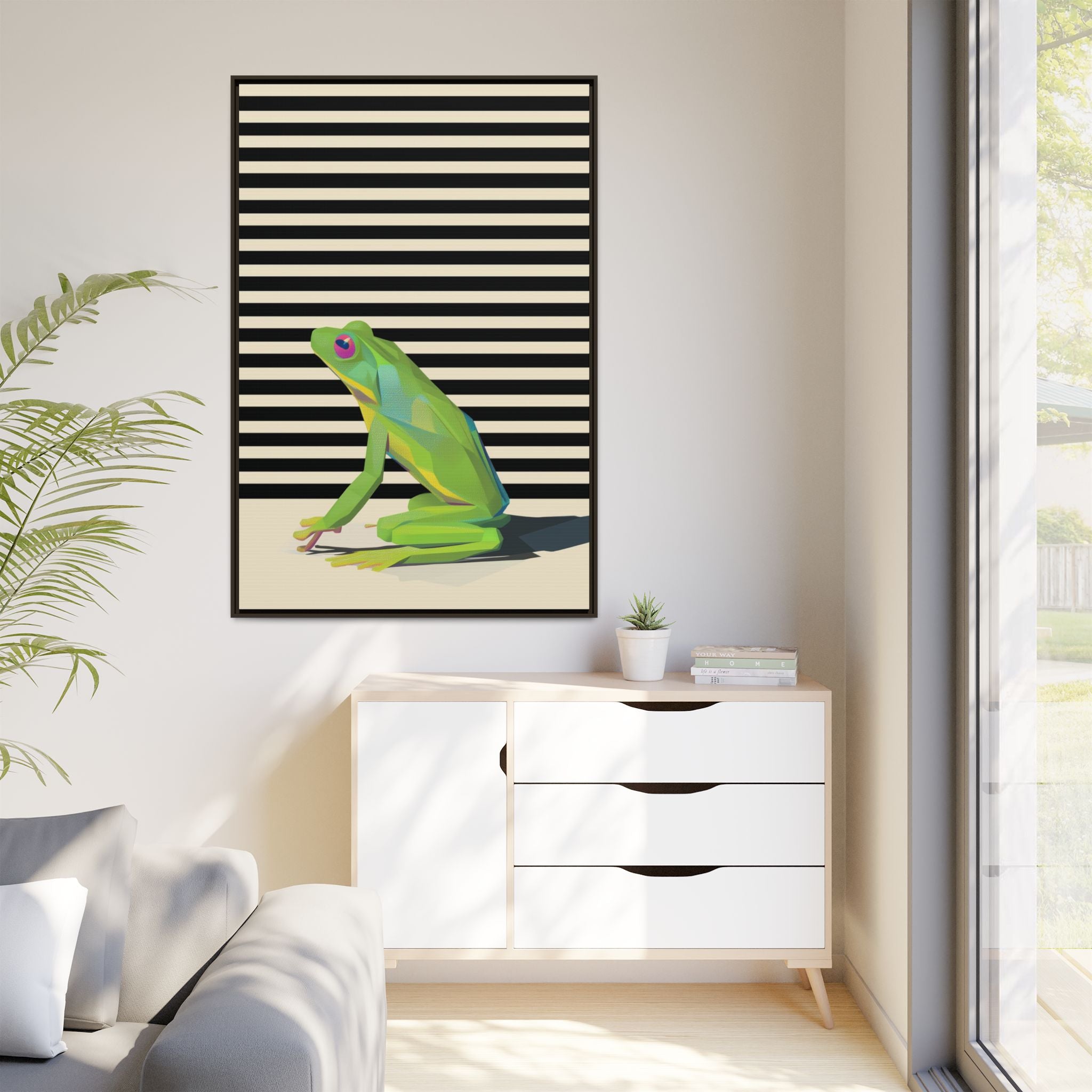 Stylized Frog Portrait Framed Print , Minimalist Pop Art Design   |  Personalized & Custom Orders Available