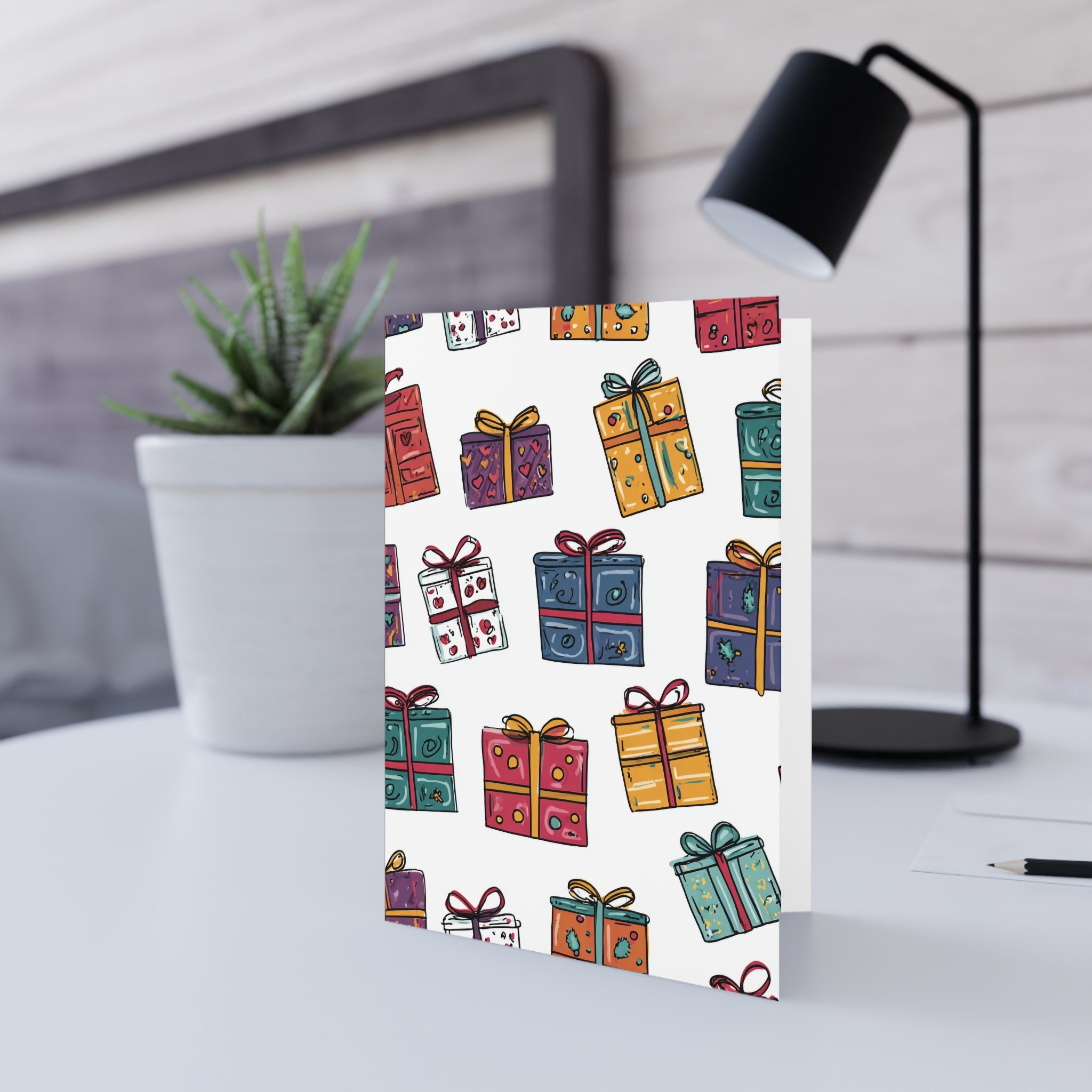 Christmas Greeting Cards with Cute Gifts, Festive Holiday Card, Merry Christmas Cards, Adorable Yuletide Greetings, Seasonal Greeting [...]