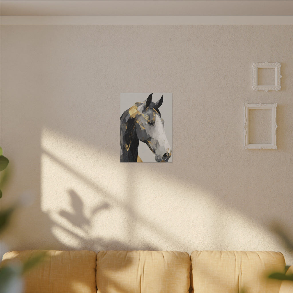Fractal Equine: Geometric Horse Portrait, Digital Mosaic Artwork, Metallic Angular Design   |  Personalized & Custom Orders Available