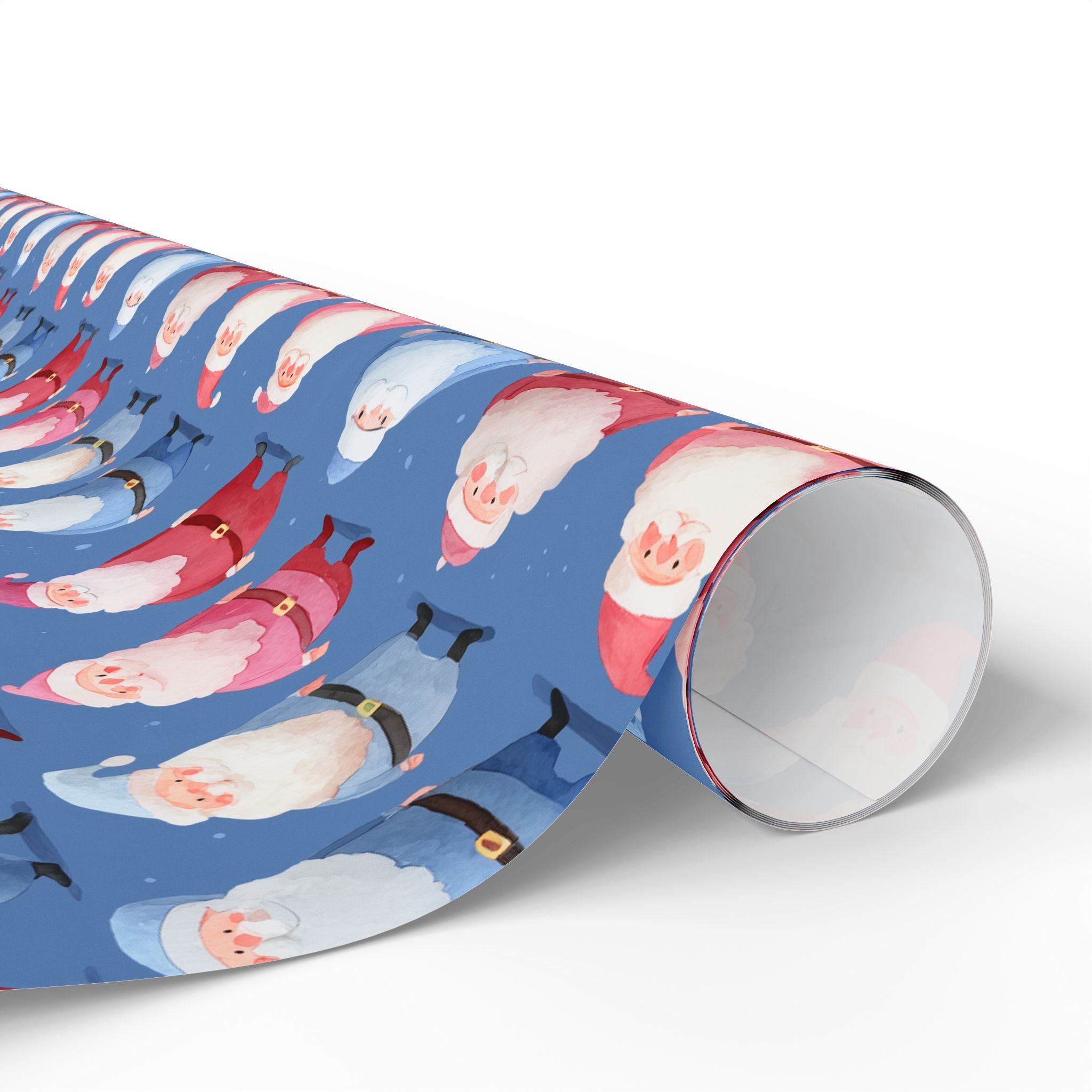 Santa Pattern Wrapping Paper Roll — Festive Blue Christmas Gift Wrap