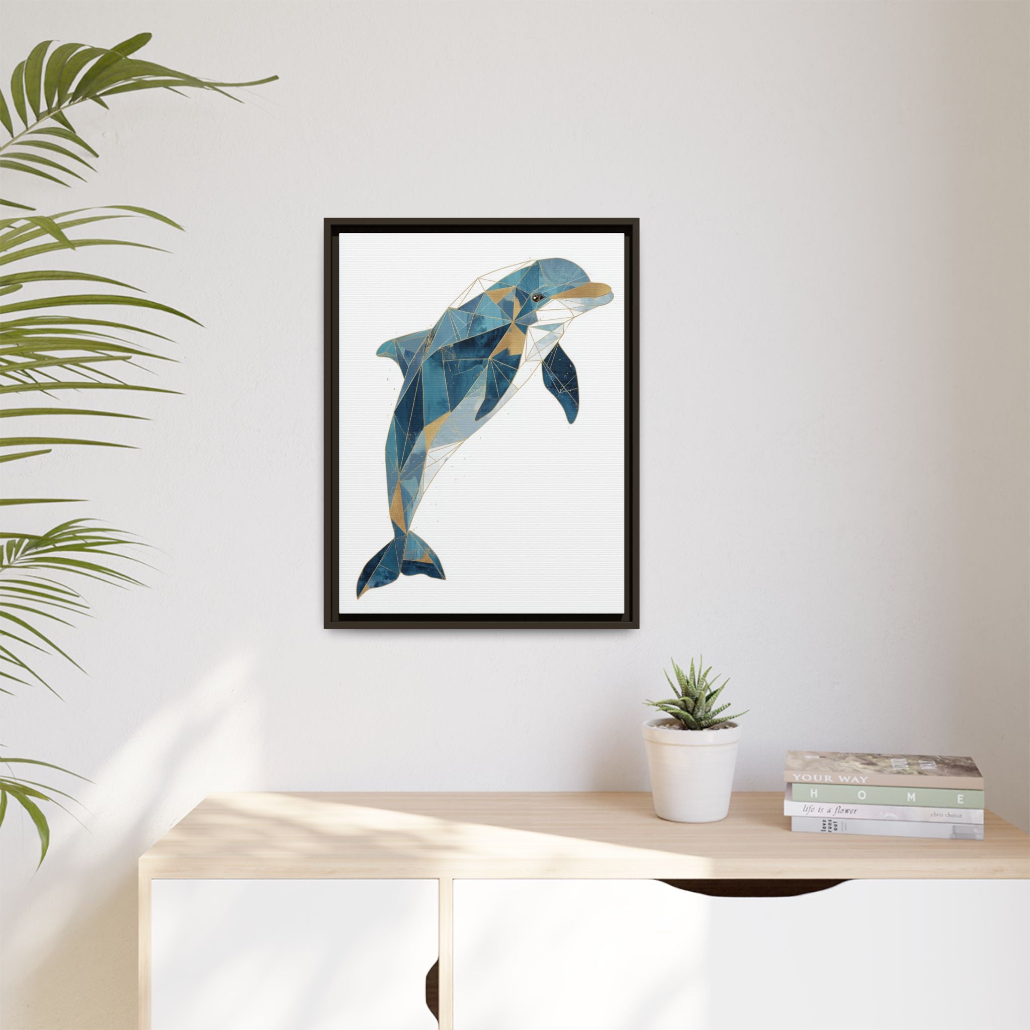 Oceanic Geometry: Dolphin in Blue Polygons, Modern Marine Art   |  Personalized & Custom Orders Available