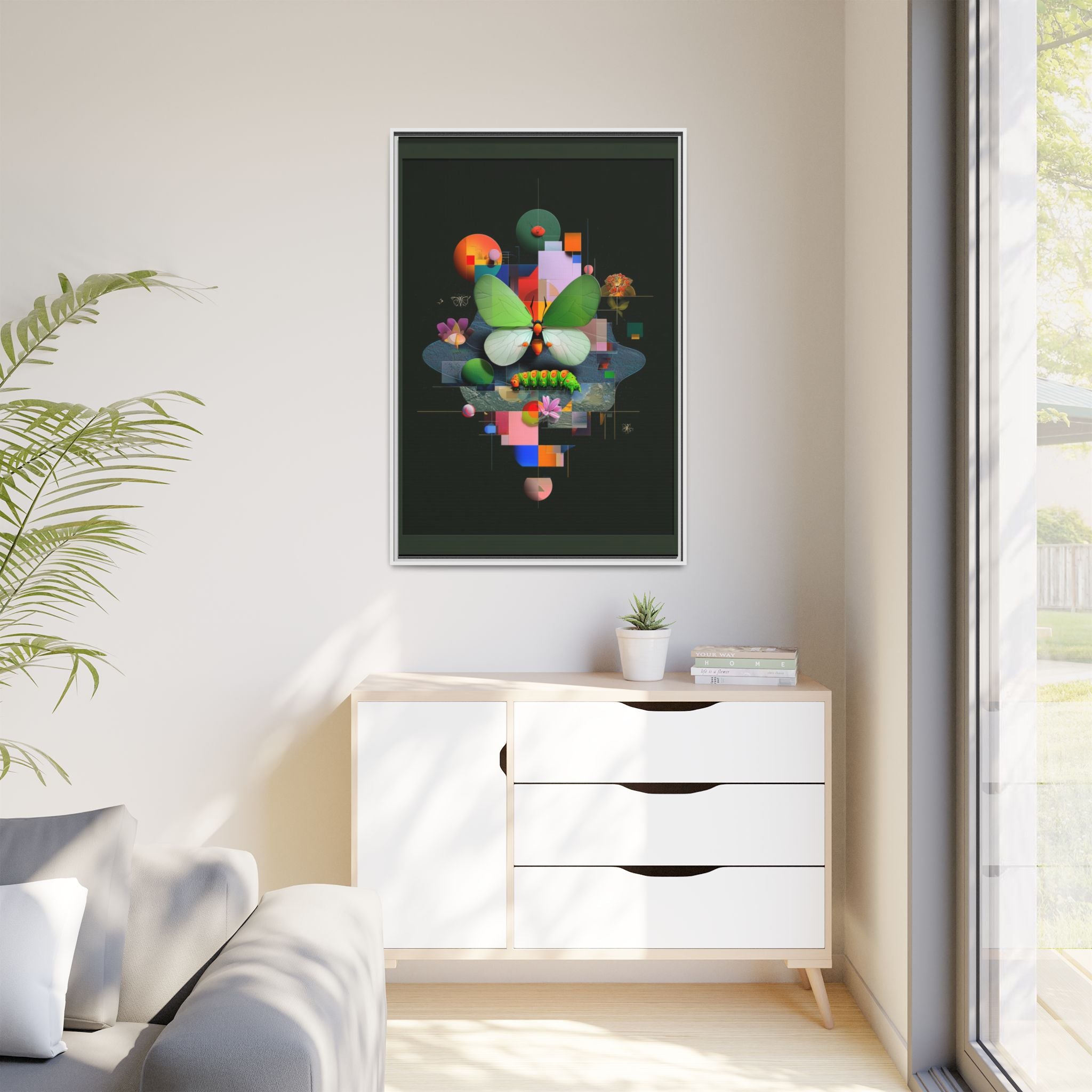 Metamorphosis Geometry Framed Print : Digital Nature Synthesis, Butterfly Abstraction   |  Personalized & Custom Orders Available