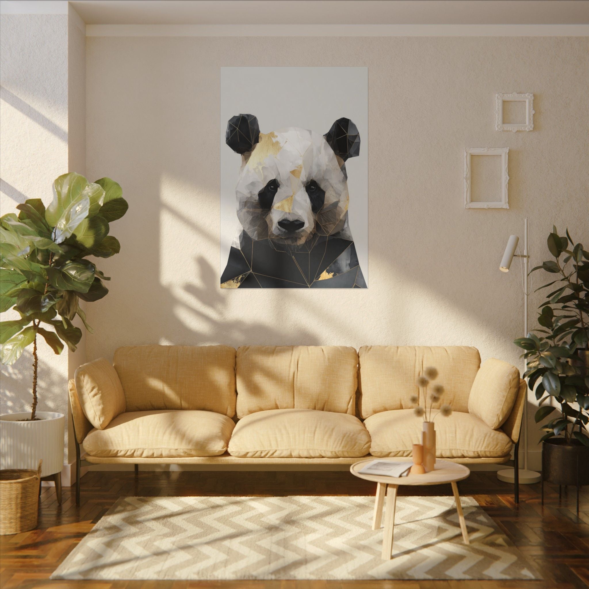 Geometric Panda: Low Poly Art, Contemporary Wildlife Portrait, Metallic Triangular Design   |  Personalized & Custom Orders Available