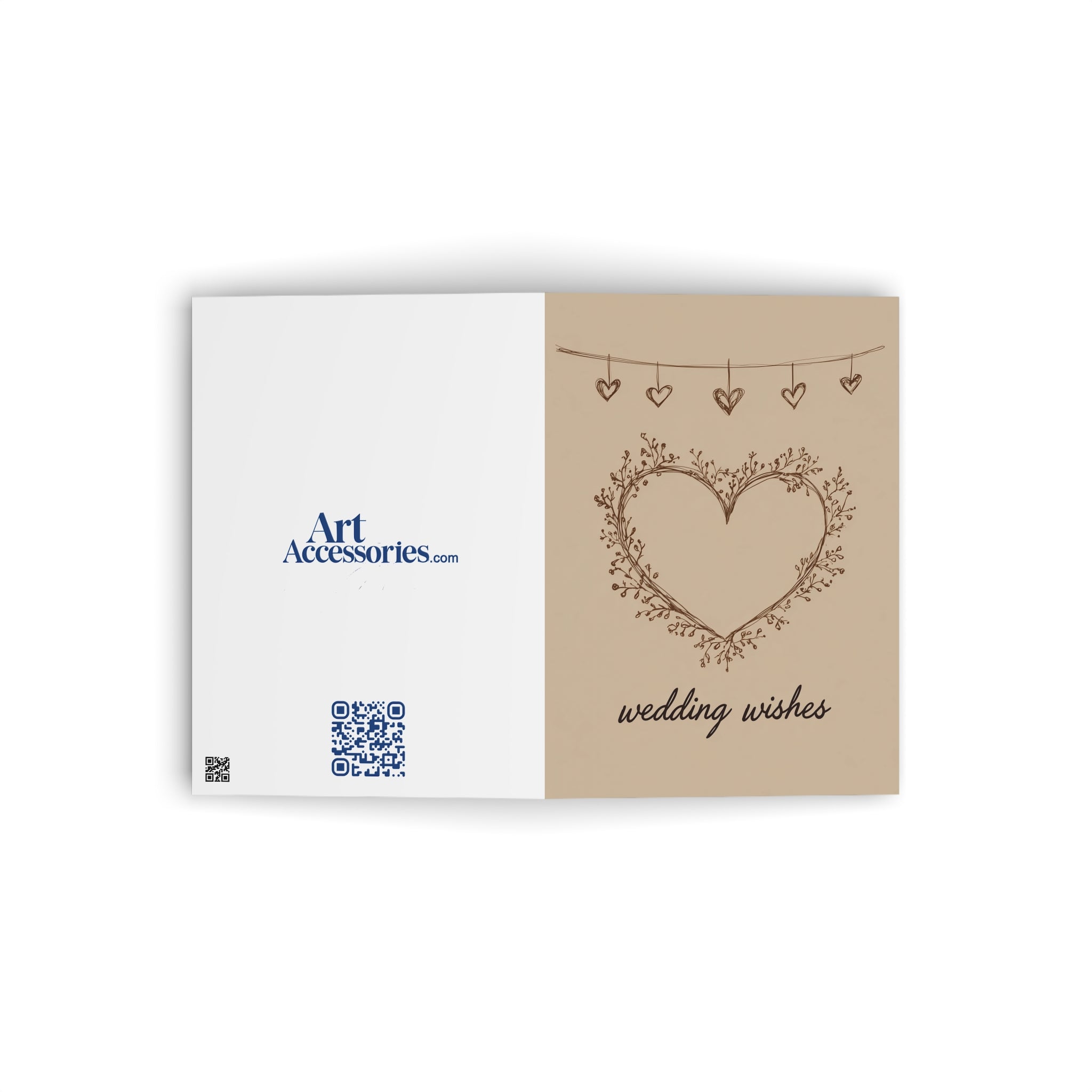 Wedding Wishes Greeting Card - Rustic Heart & Hanging Hearts Bridal Card