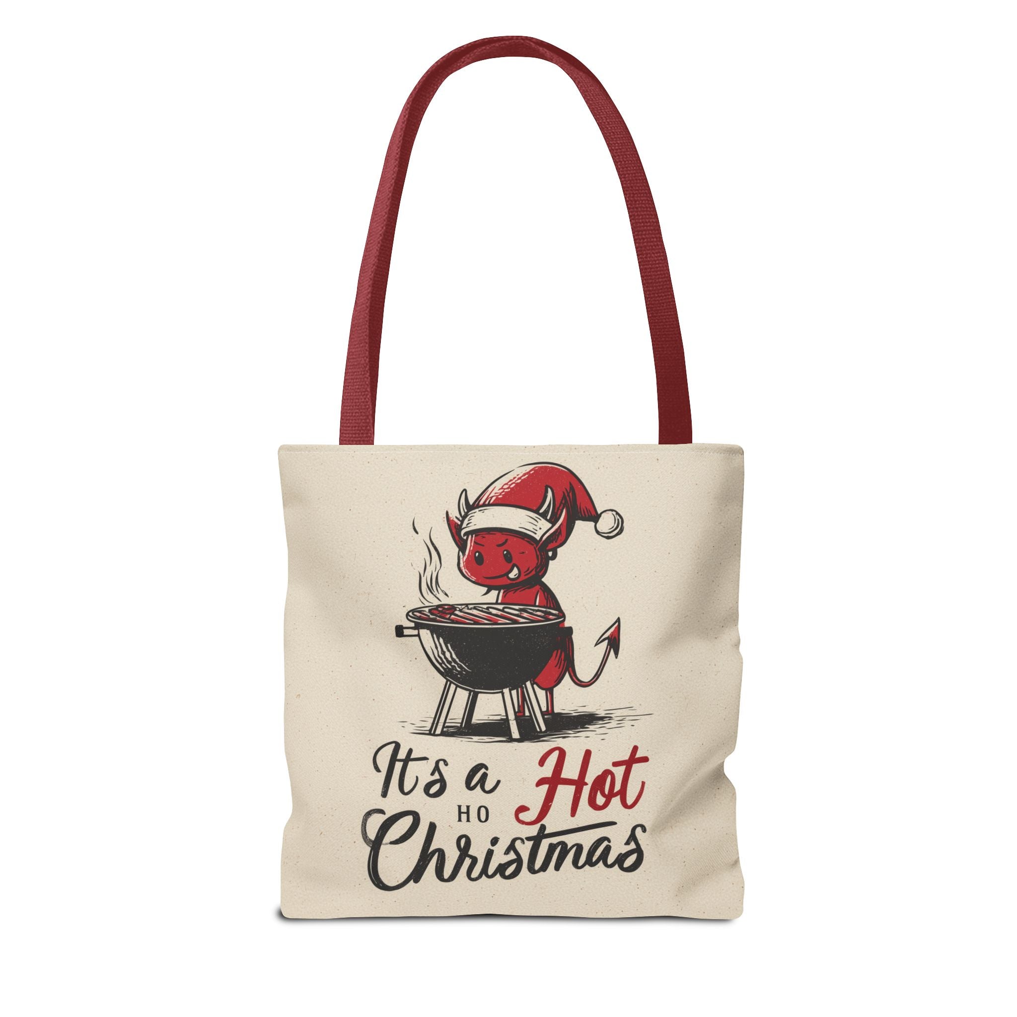 Hot Christmas Tote Bag, Festive Gift Bag, Holiday Shopping Tote, BBQ Lover's Tote, Fun Winter Accessory