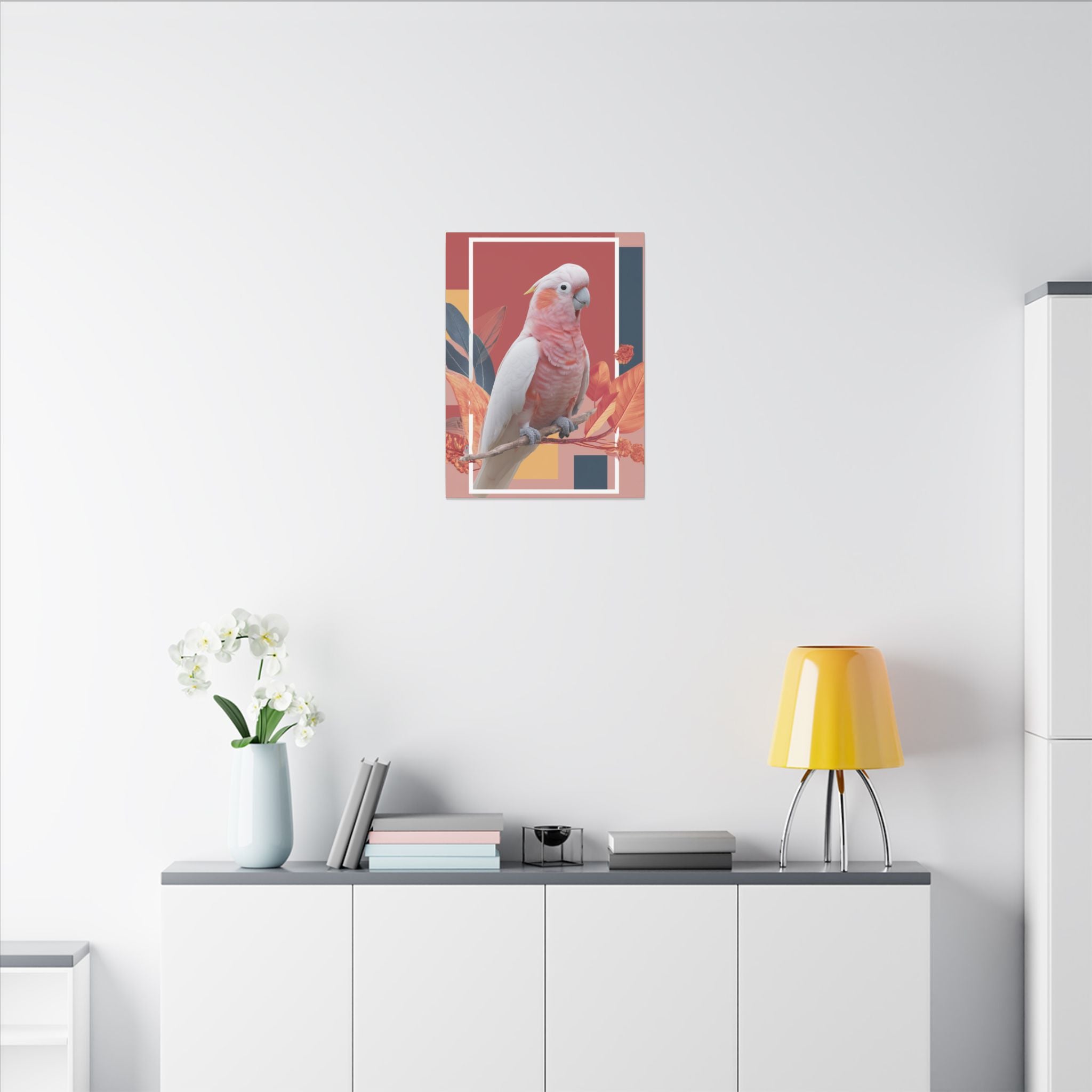 Pink Cockatoo in Geometric Harmony: Australian Wildlife Art, Modern Graphic Design   |    Custom Orders Available