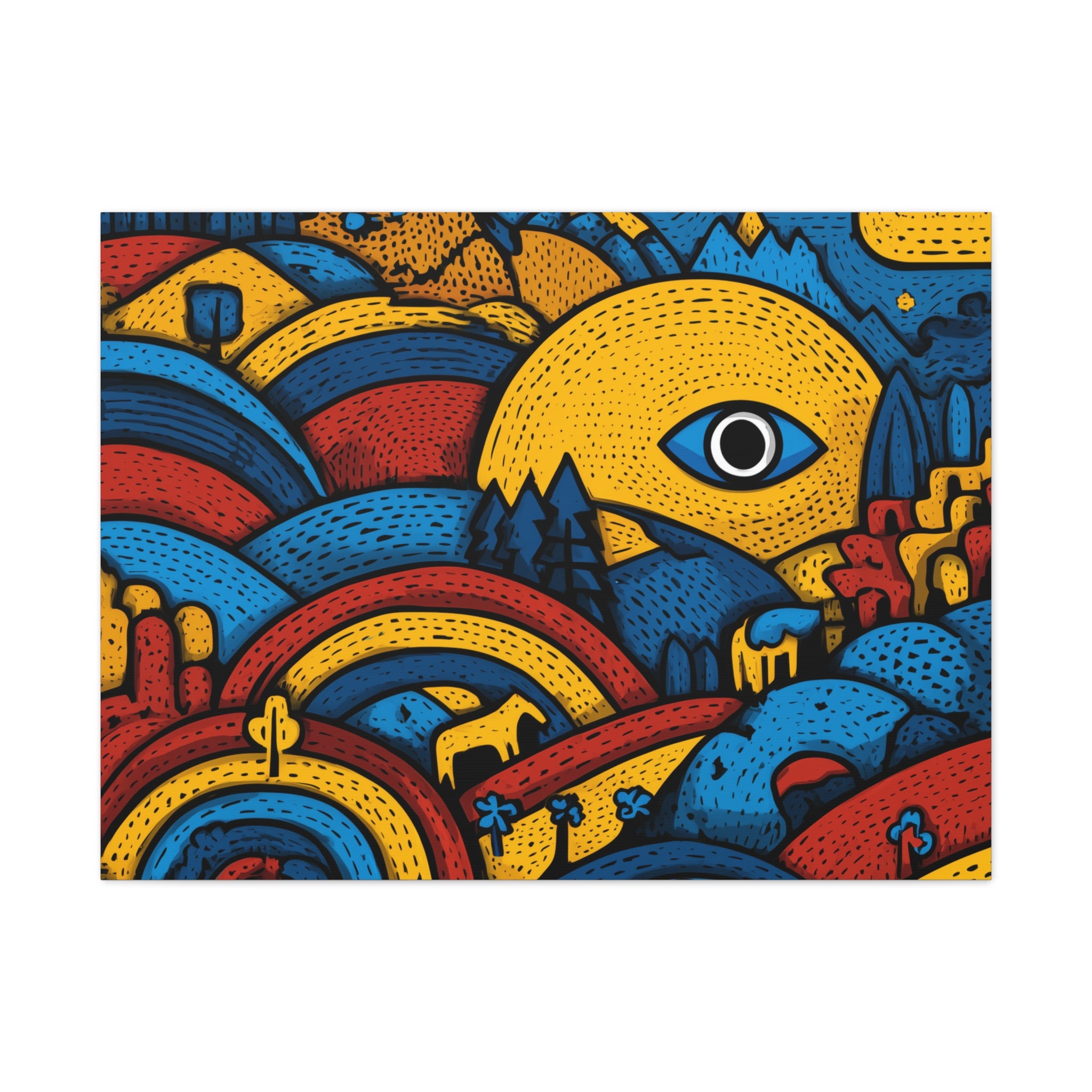 Colorful Landscape Canvas Artwork, Abstract Wall Decor, Home Wall Art, Boho Decor, Eye-catching Art for Living Room