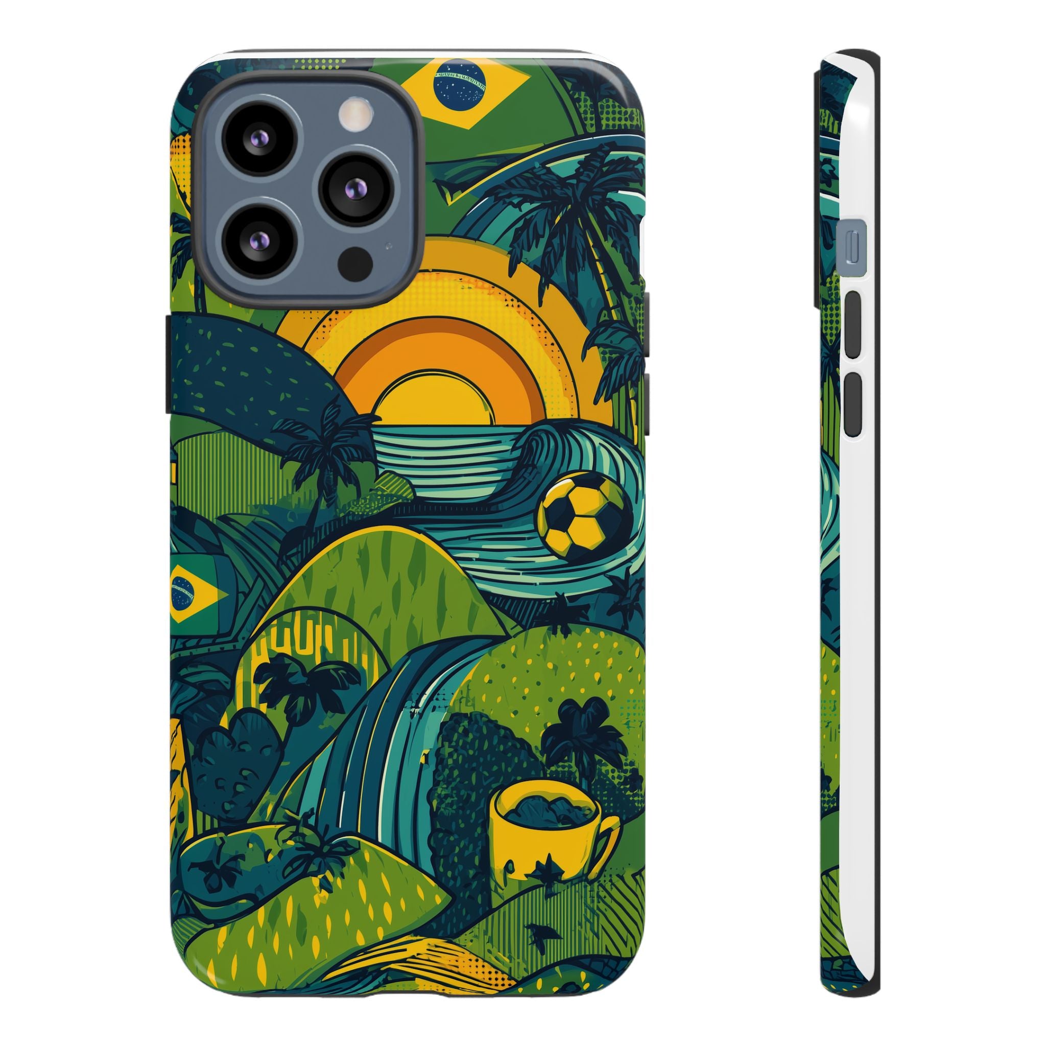 Brazil Tough Cases: Sporty Tropical Phone Case, Fun Beach Vibe Phone Accessory, Summer Travel Gift, Colorful Phone Cover, Casual Style Tech