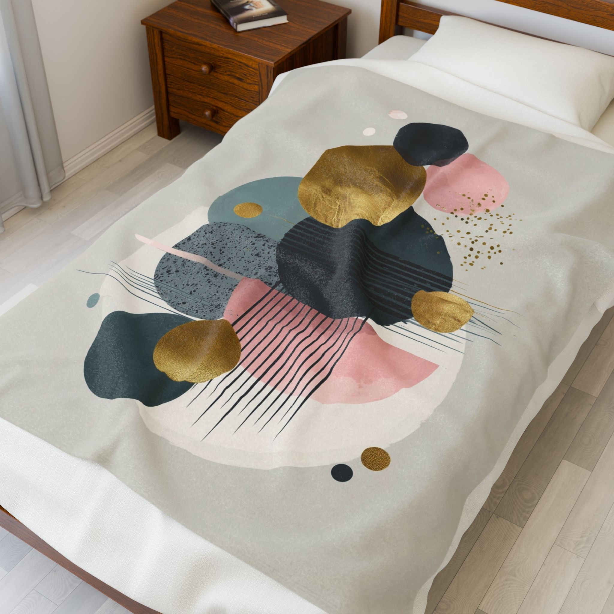 Geometric Harmony: Abstract Circular Composition, Mid-Century Modern Metallic Design   |    Custom Orders Available