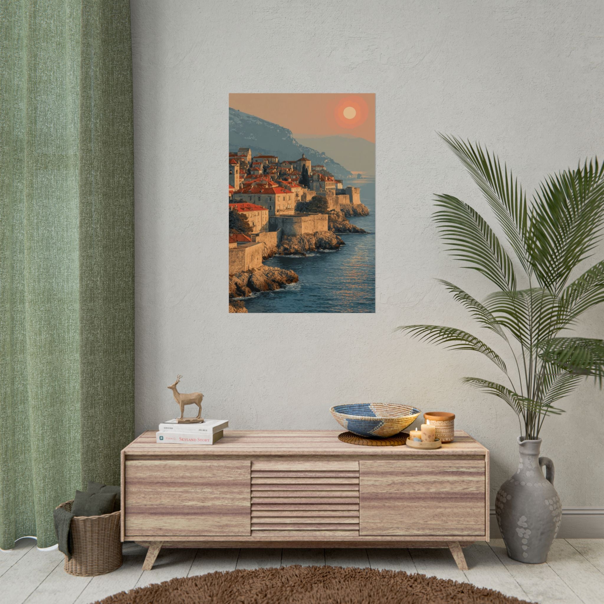 Dubrovnik's Golden Hour: Medieval Coastal Cityscape, Adriatic Sunset Panorama   |    Custom Orders Available