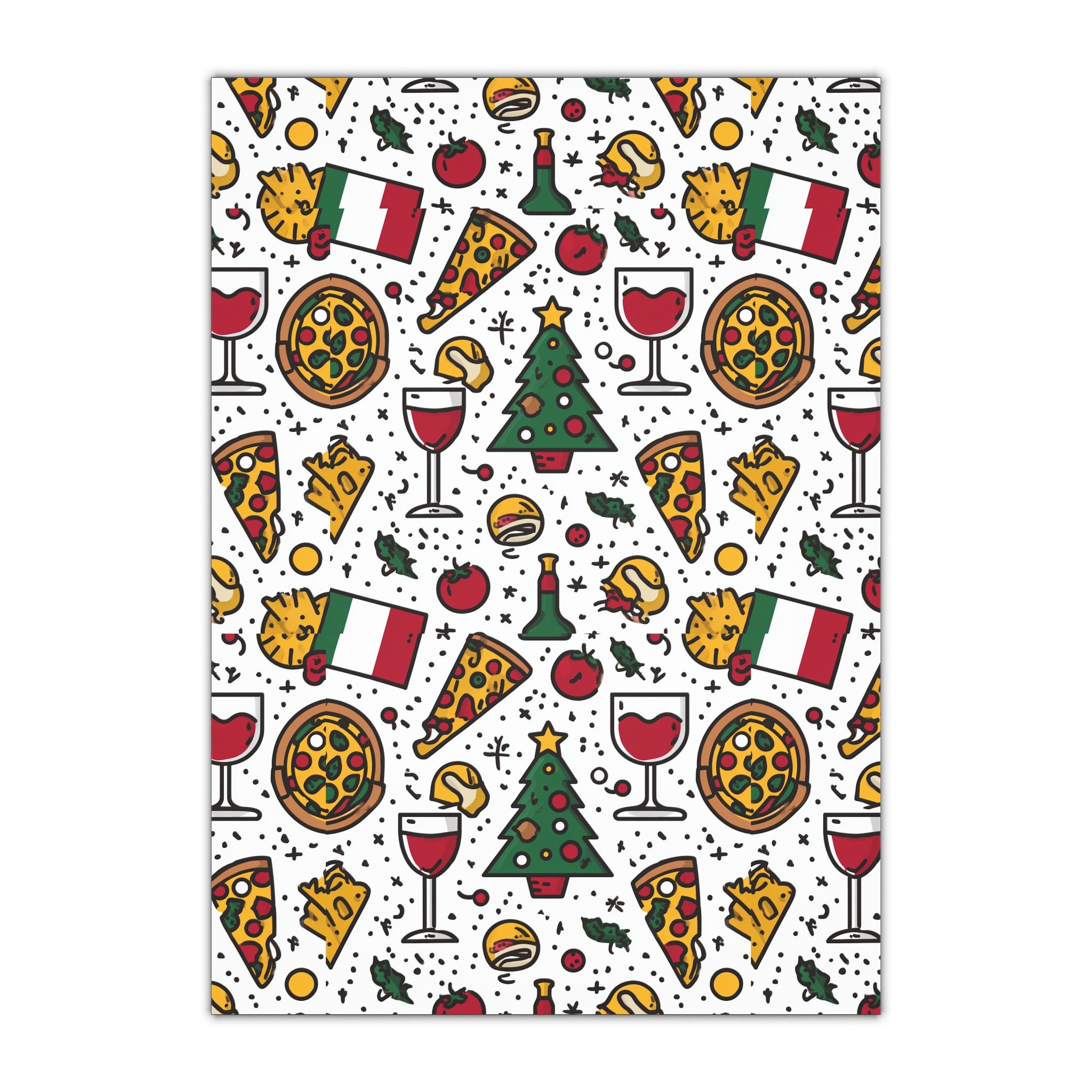Wrapping Paper, Italian Themed Gift Wrap Sheets with Wine and Pizza Design, Birthday, Christmas, Holidays, 1pc, Decorative Paper Roll,