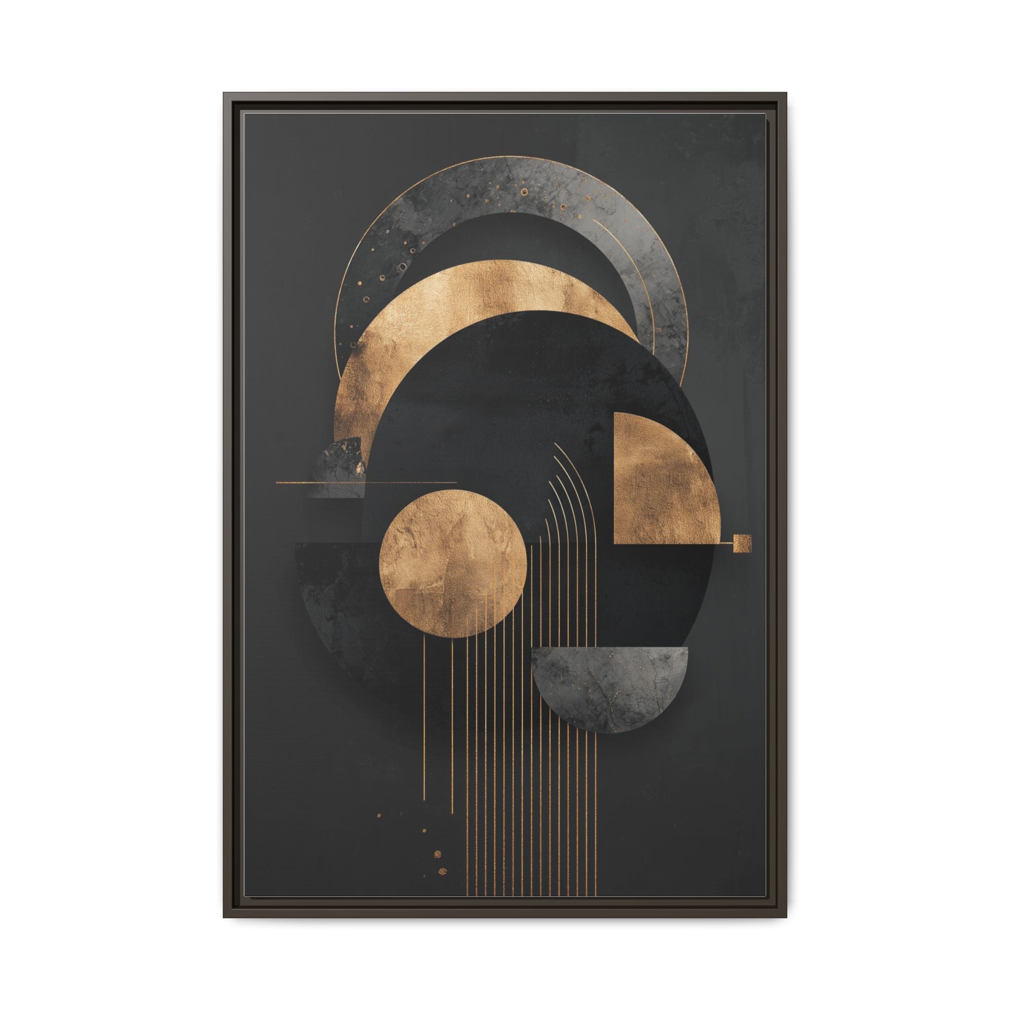 Geometric Resonance: Abstract Gold and Black Design, Minimalist Architectural Art, Modern Metallic Composition   |   Custom Orders Accepted