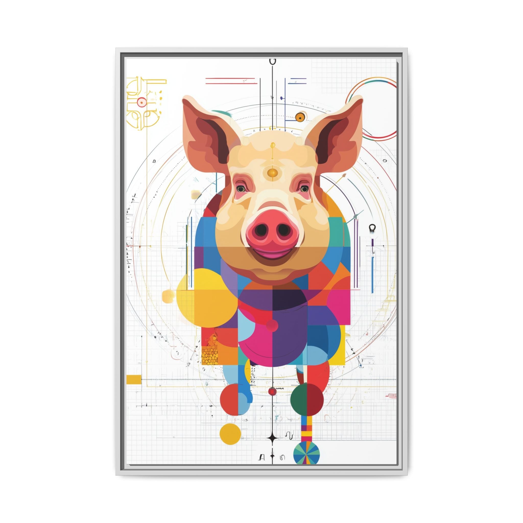 Geometric Pig: Digital Cubist Portrait, Mathematical Animal Abstraction   |    Custom Orders Available