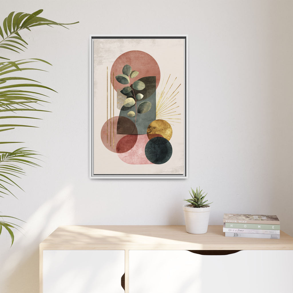 Botanical Geometric Symphony: Eucalyptus Harmony, Metallic Intersections, Modern Earth Tones   |   Custom Orders Accepted