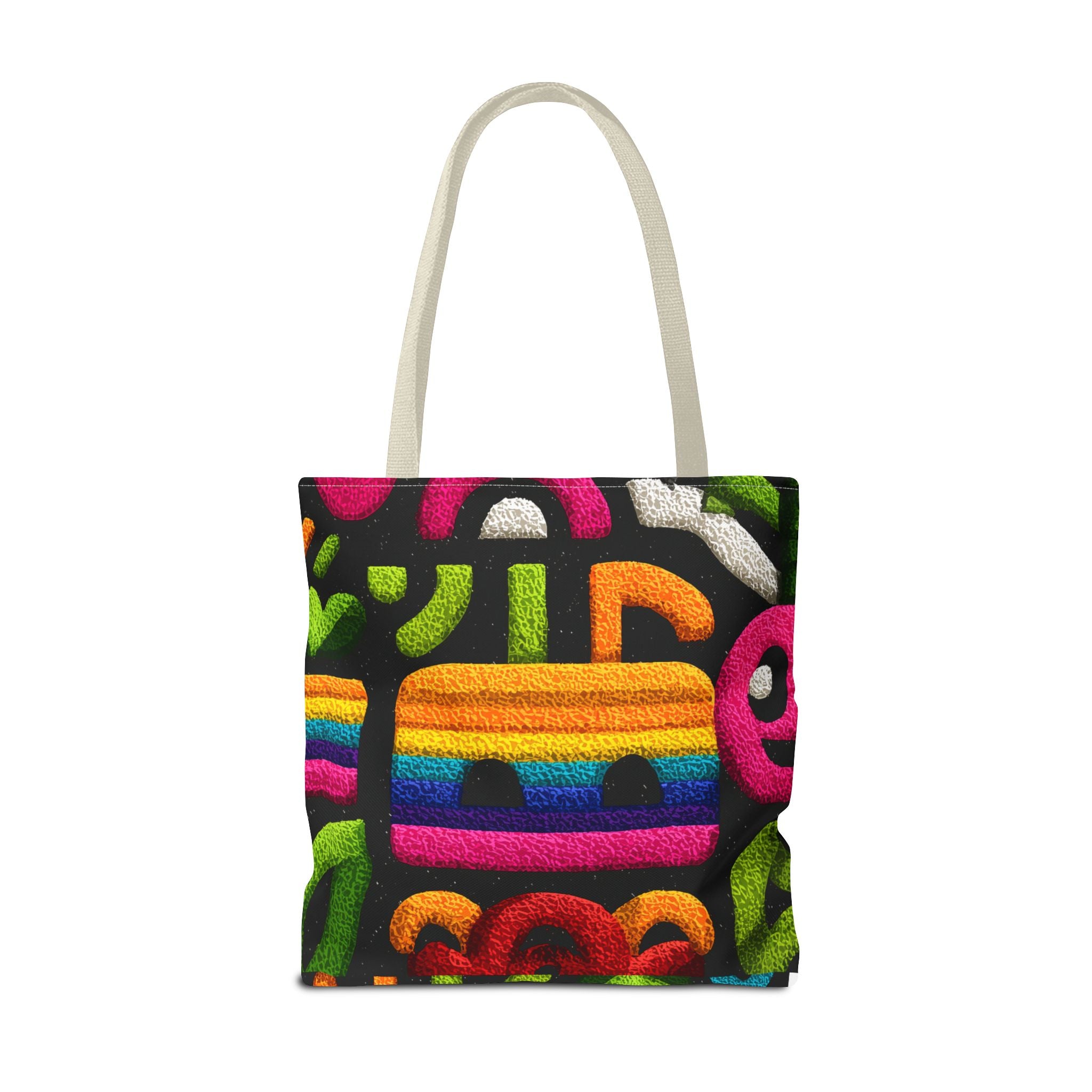 Colorful AOP Tote Bag, Vibrant Art Tote, Eco-Friendly Shopping Bag, Trendy Beach Bag, Unique Gift for Art Lovers