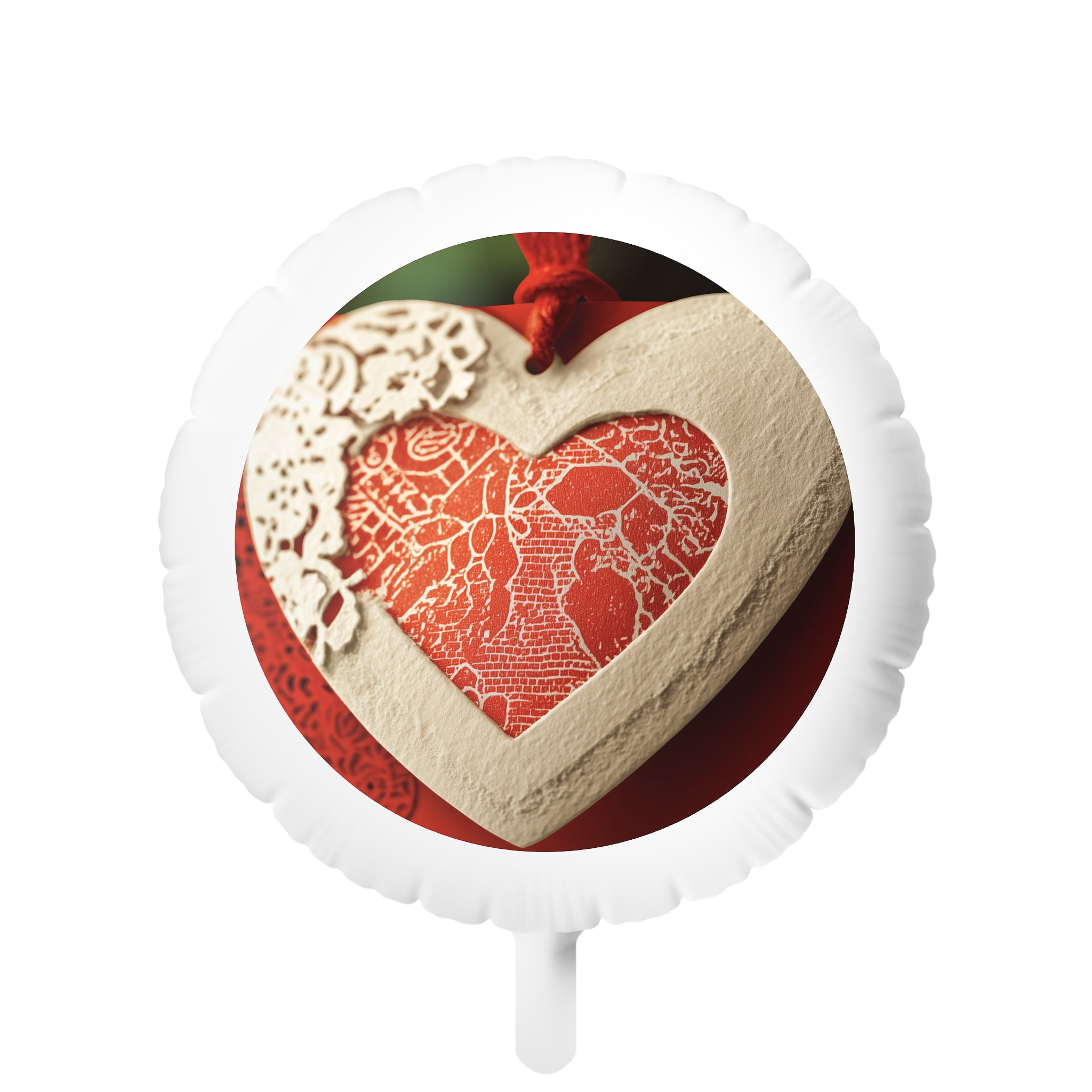 Valentine Heart Mylar Helium Balloon — Lace Heart Love Party Decor
