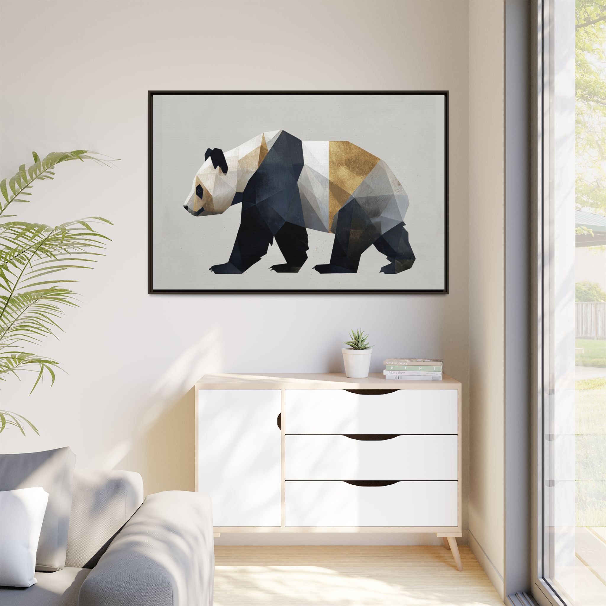 Geometric Panda: Low-Poly Digital Art, Metallic Contemporary Design   |  Personalized & Custom Orders Available