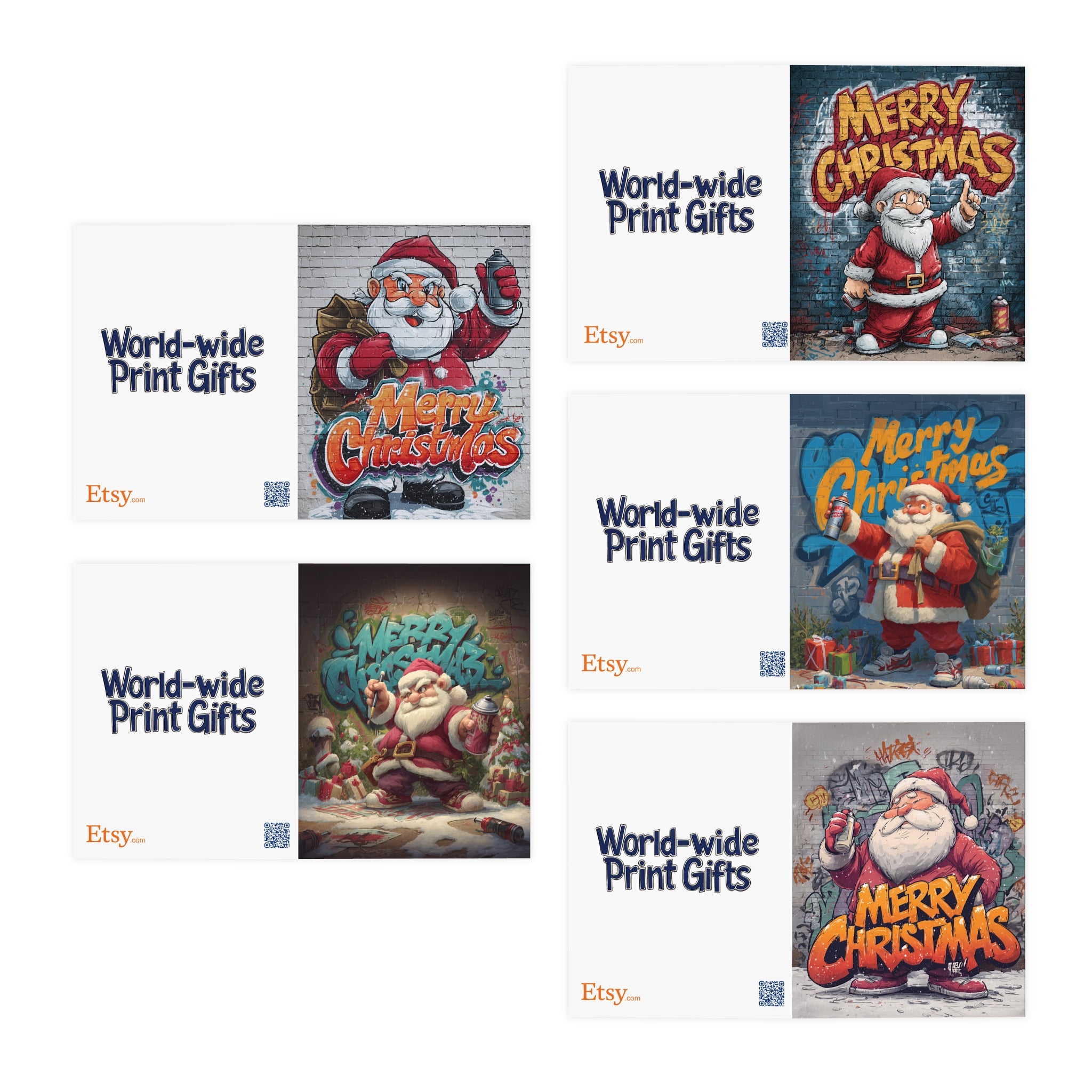 Santa Street Art Christmas Cards (5-Pack)