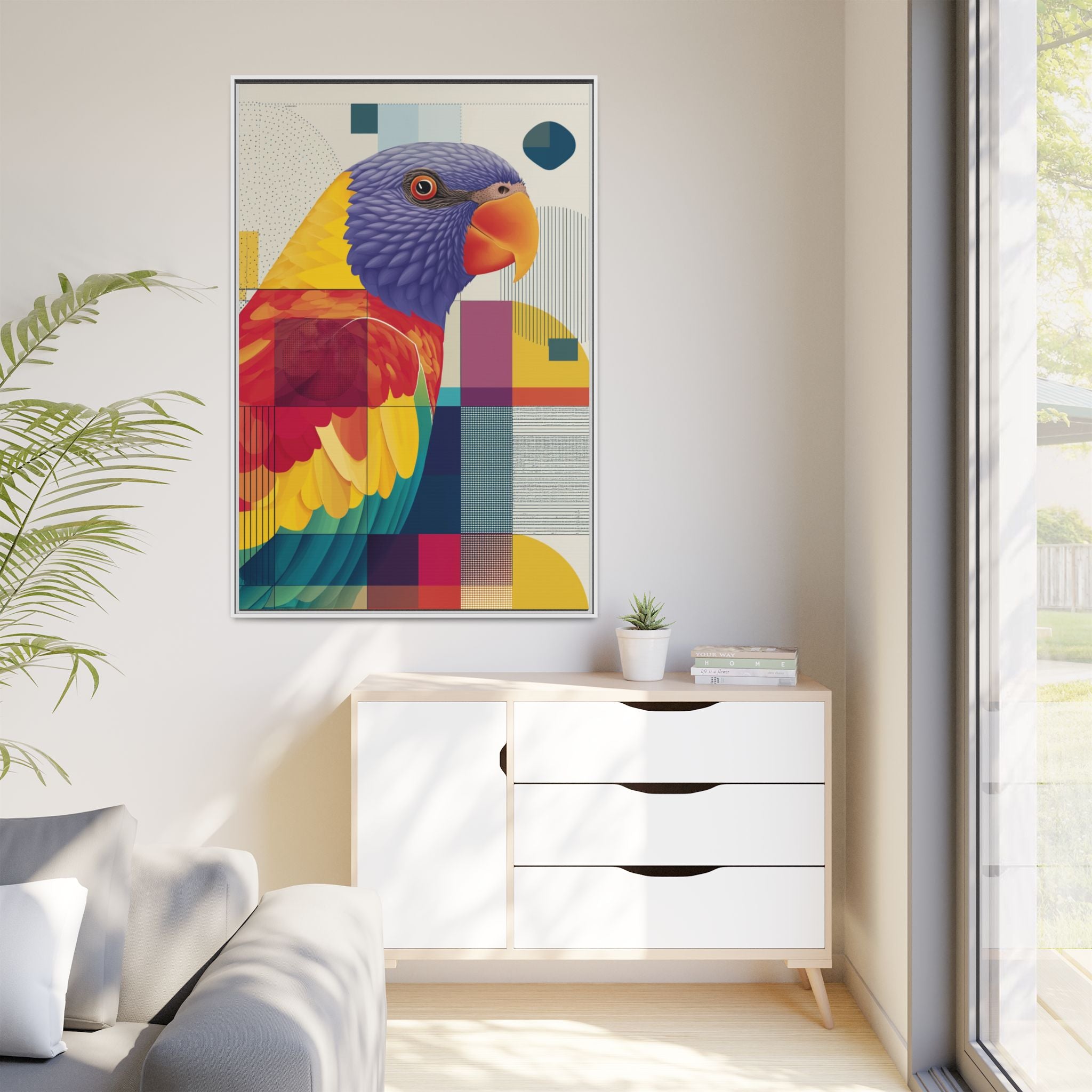 Geometric Parrot: Abstract Wildlife Art, Modern Color Block Design   |  Personalized & Custom Orders Available