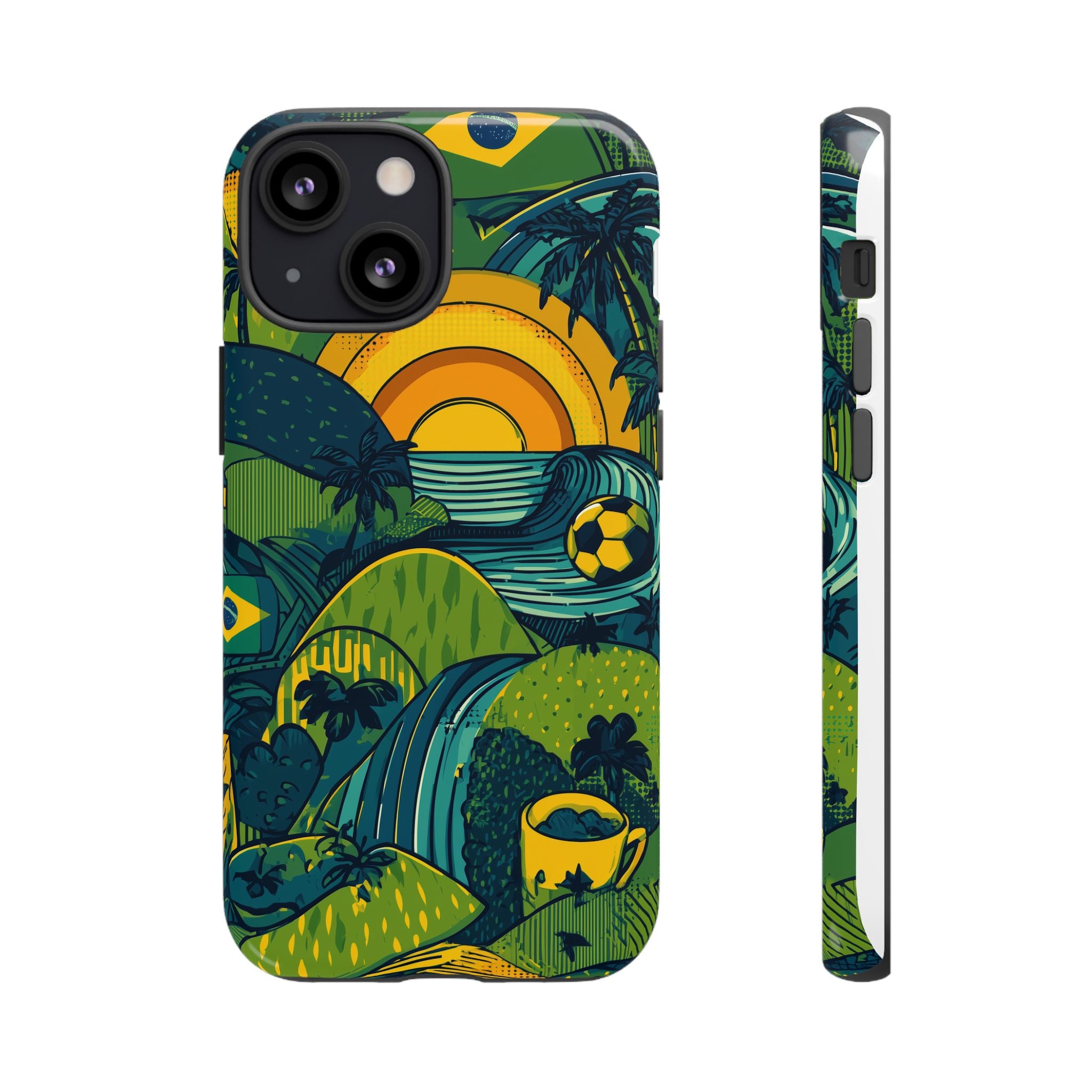 Brazil Tough Cases: Sporty Tropical Phone Case, Fun Beach Vibe Phone Accessory, Summer Travel Gift, Colorful Phone Cover, Casual Style Tech