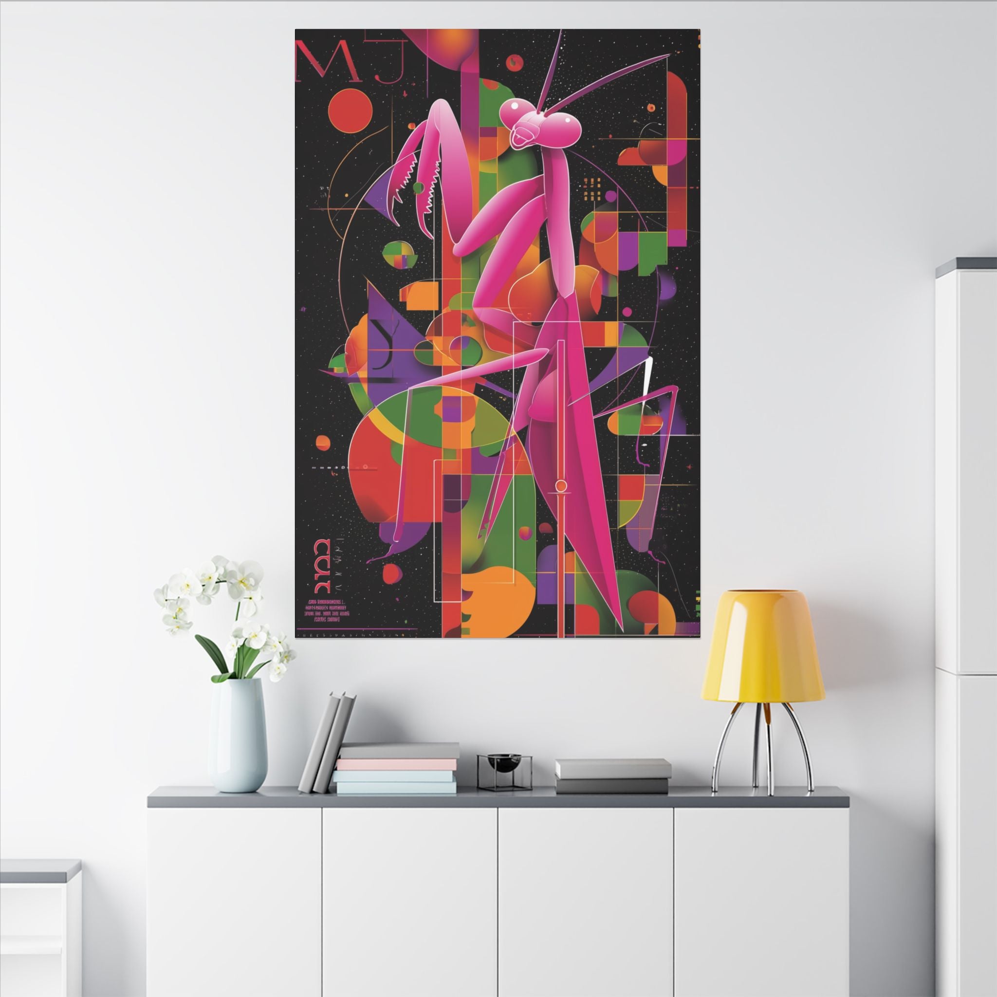 Cosmic Mantis: Geometric Abstraction, Retro-Futuristic Design   |    Custom Orders Available