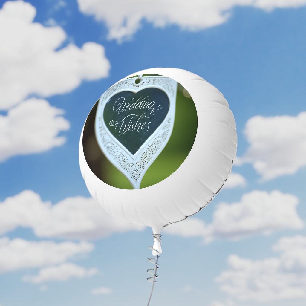 Wedding Wishes Mylar Balloon - Round Helium Balloon for Weddings & Bridal Showers