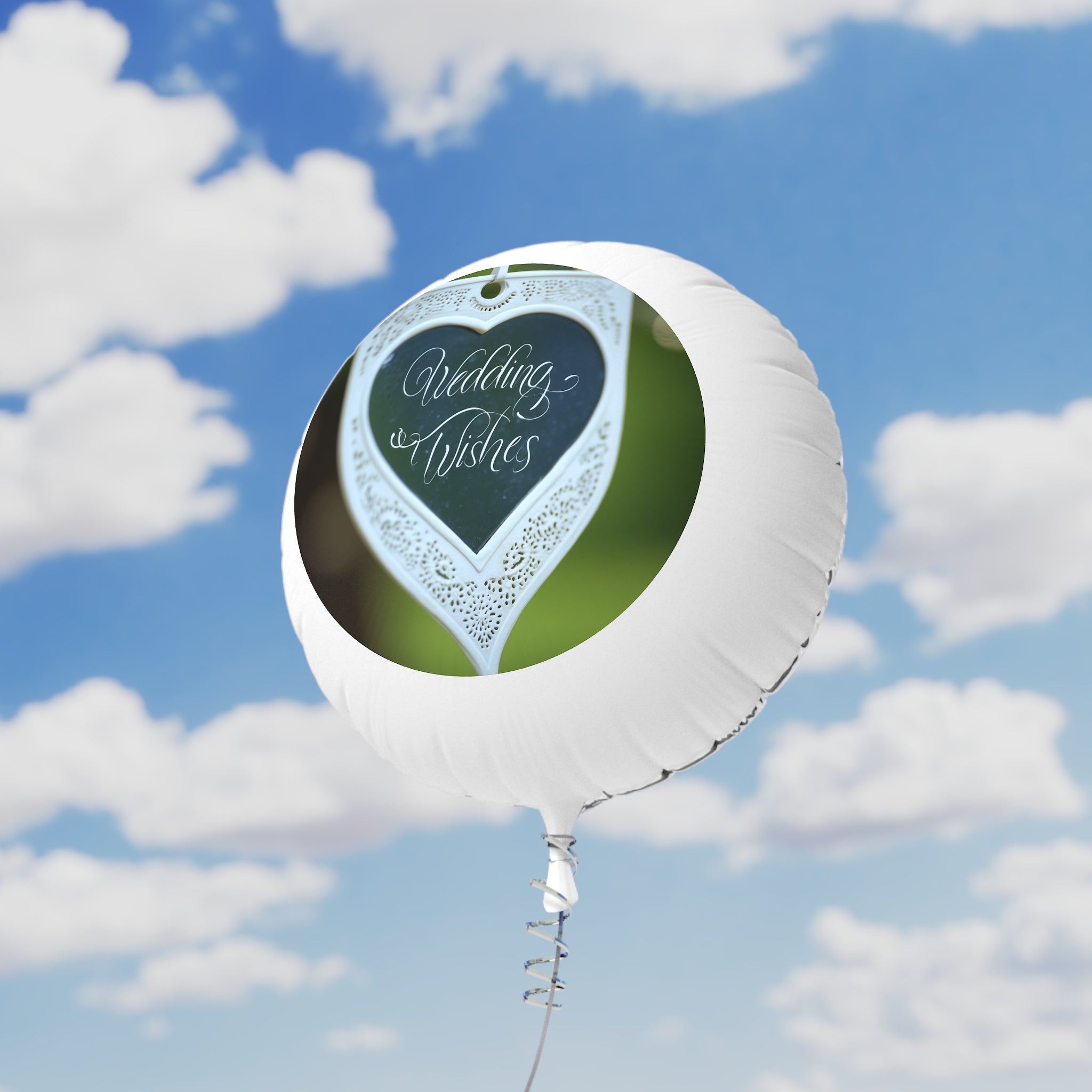 Wedding Wishes Mylar Balloon - Round Helium Balloon for Weddings & Bridal Showers