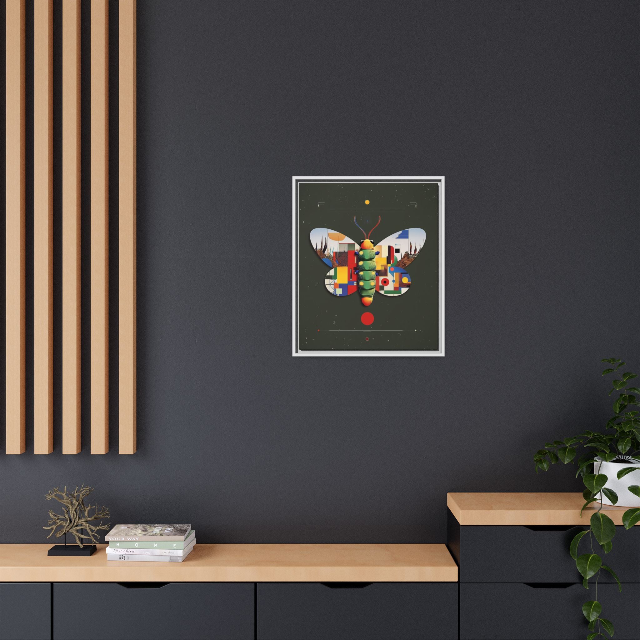 Geometric Butterfly Framed Print : Digital Cubist Interpretation, Modernist Entomological Design   |  Personalized & Custom Orders Available
