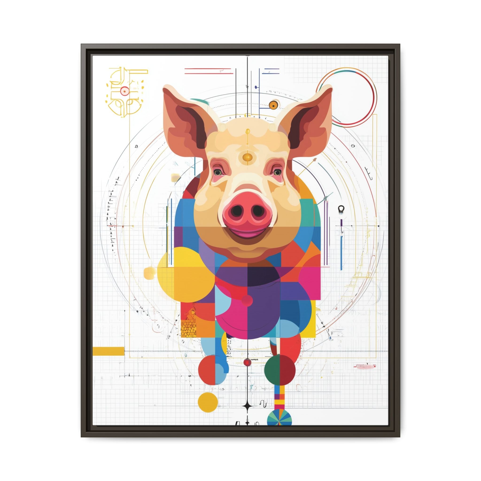 Geometric Pig: Digital Cubist Portrait, Mathematical Animal Abstraction   |    Custom Orders Available