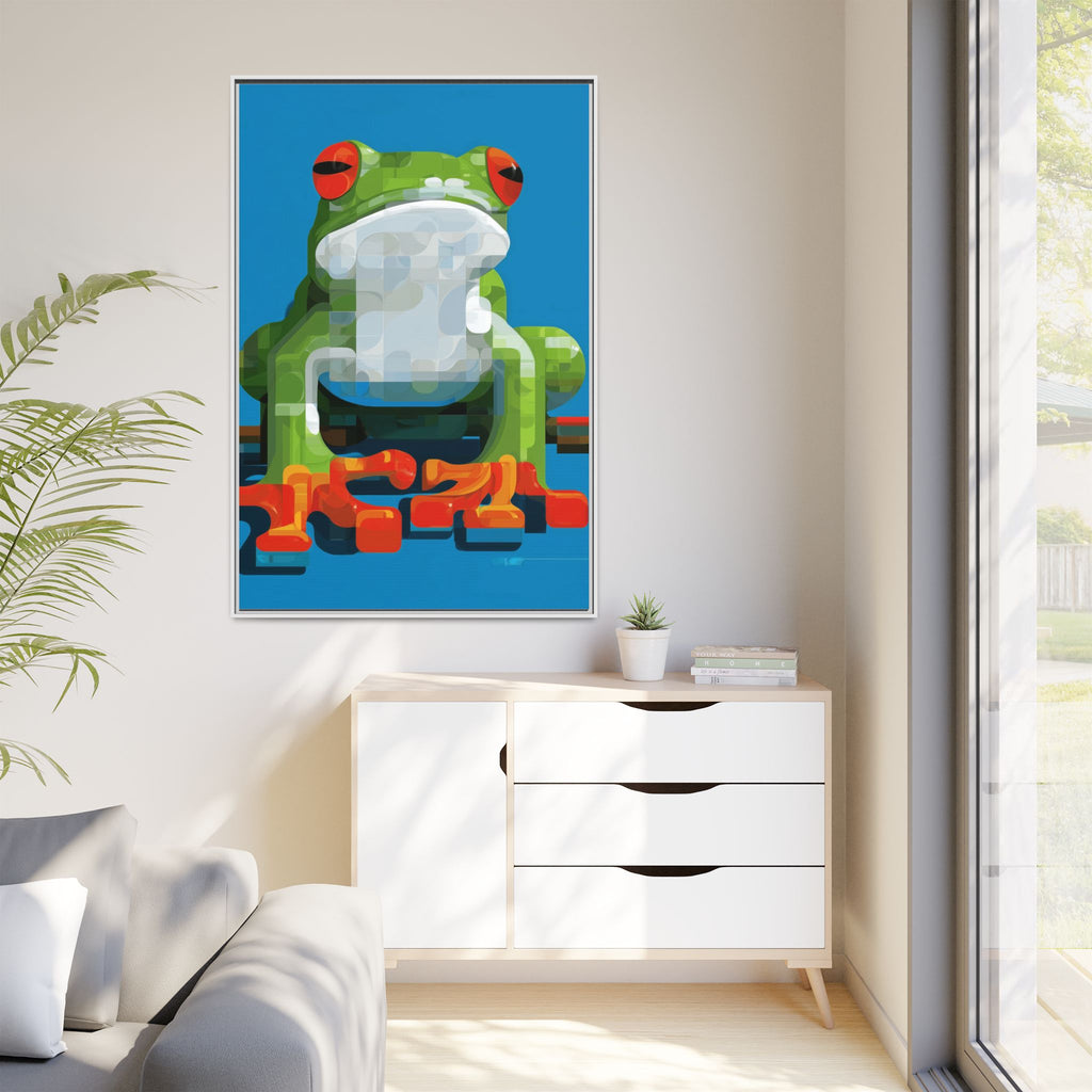 Mosaic Amphibian: Geometric Frog Portrait, Digital Pixel Art Illustration   |    Custom Orders Available
