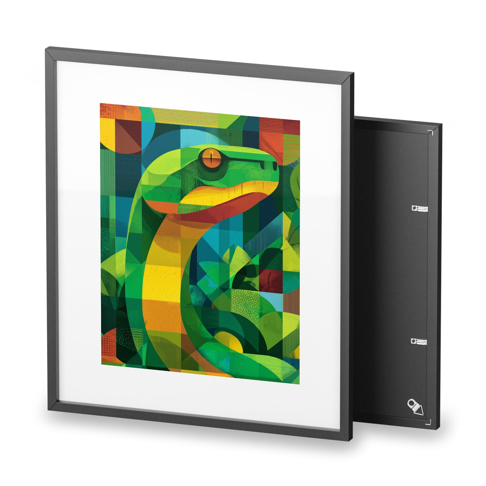 Vibrant Snake Art Framed Poster, Colorful Wall Decor, Nature-Inspired Home Decor, Unique Gift for Animal Lovers, Modern Art Print