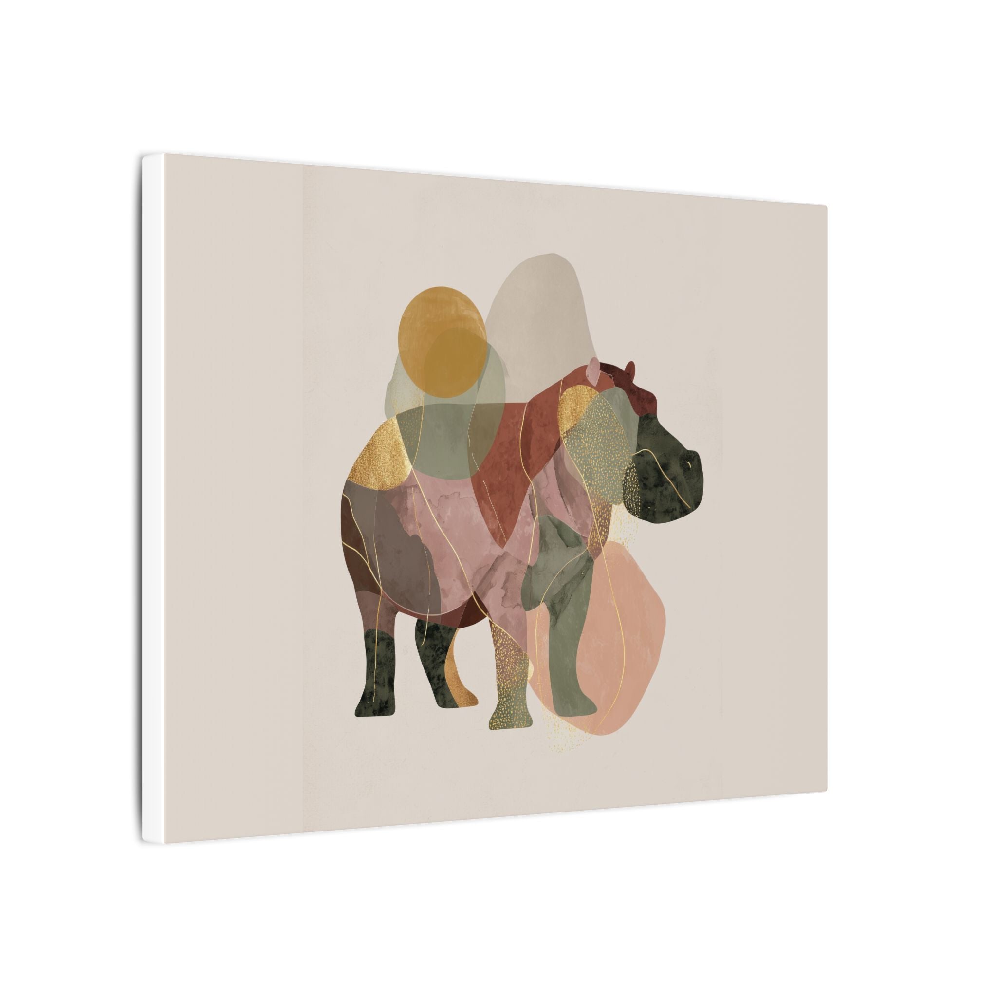 Fragmented Hippo: Geometric Abstraction, Earthy Mosaic Composition   |    Custom Orders Available