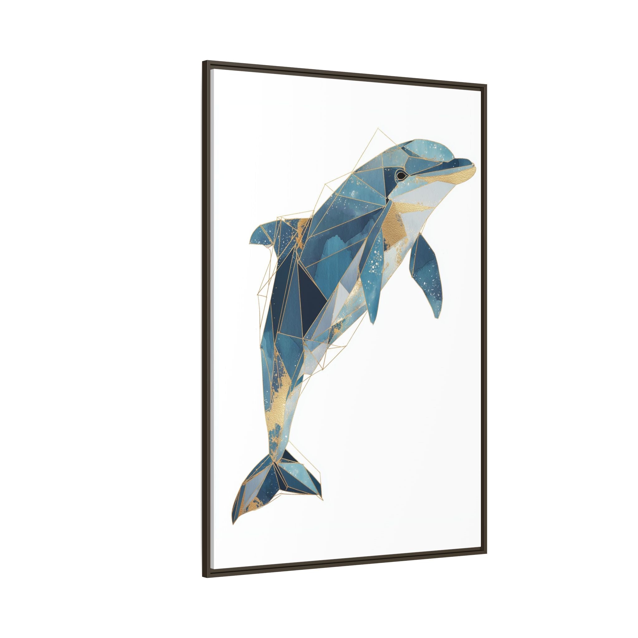 Crystalline Dolphin Framed Print : Geometric Marine Mosaic, Fractalized Blue Abstract   |  Personalized & Custom Orders Available