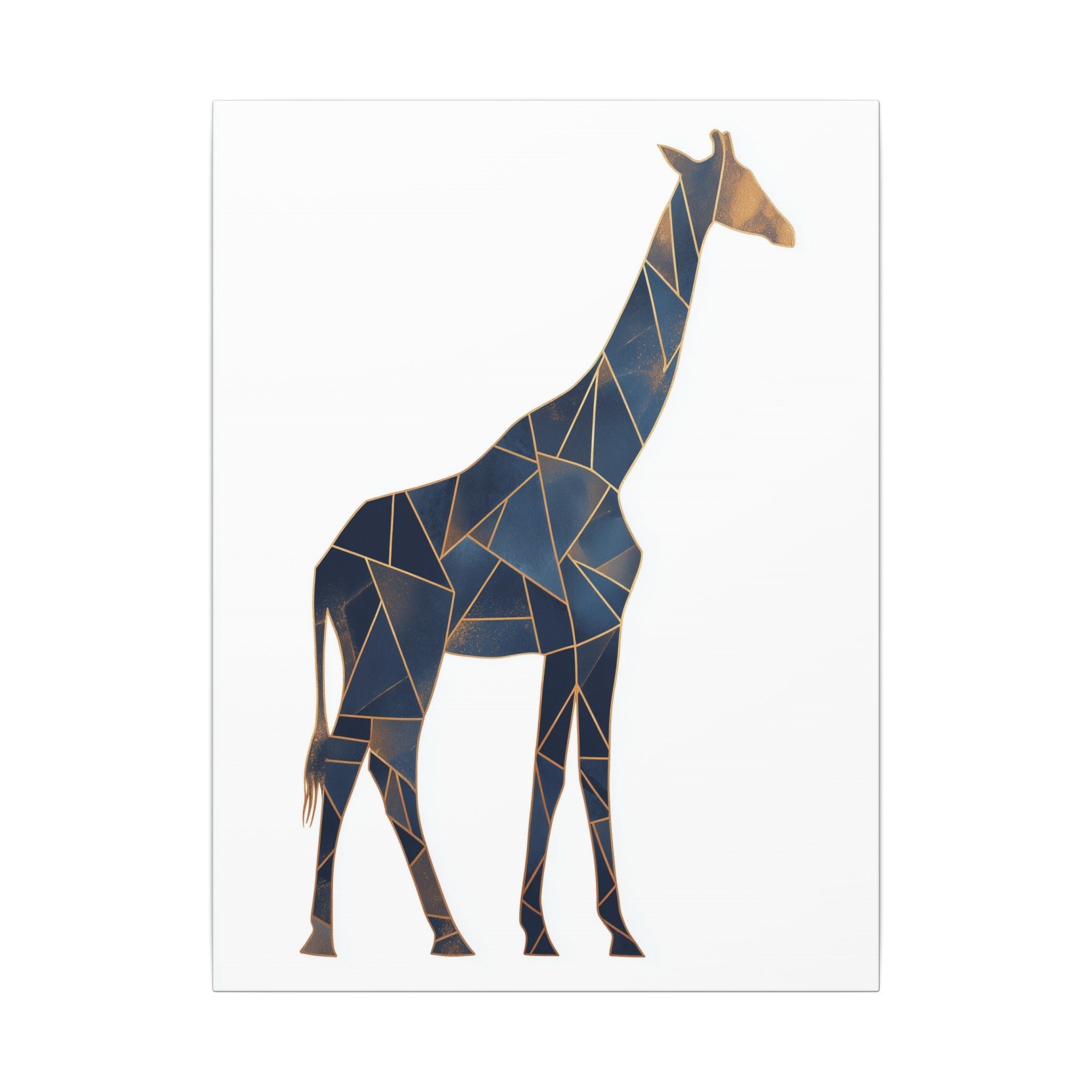 Geometric Giraffe: Mosaic Animal Portrait, Blue Triangular Design, Contemporary African Wildlife Art   |  Personalized & Custom Orders