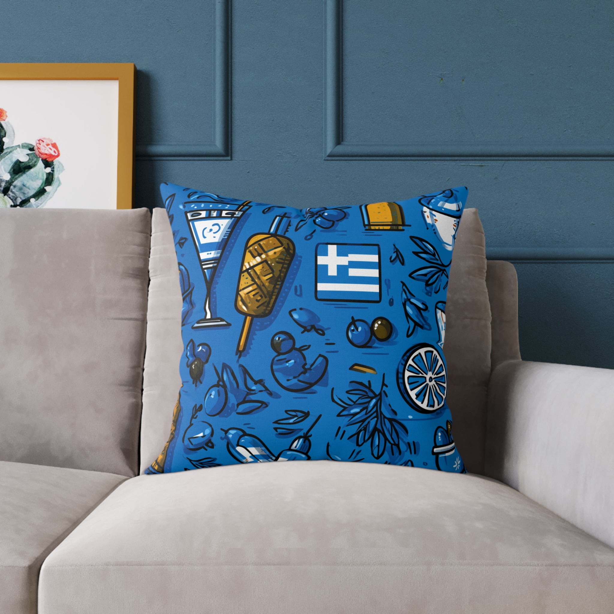 Greece-Inspired Decorative Pillow, Poly Canvas Throw Cushion, Coastal Home Decor, Mediterranean Vibes, Summer Housewarming Gift, [...]