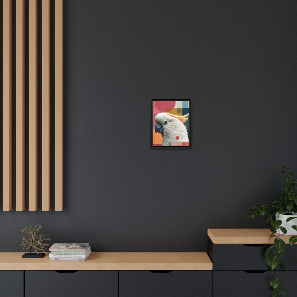 Framed Print, Cockatoo Abstract Geometric Wall Art, Matte Canvas, Colorful Bird Poster, Modern Home Decor, Tropical Animal Painting, Unique