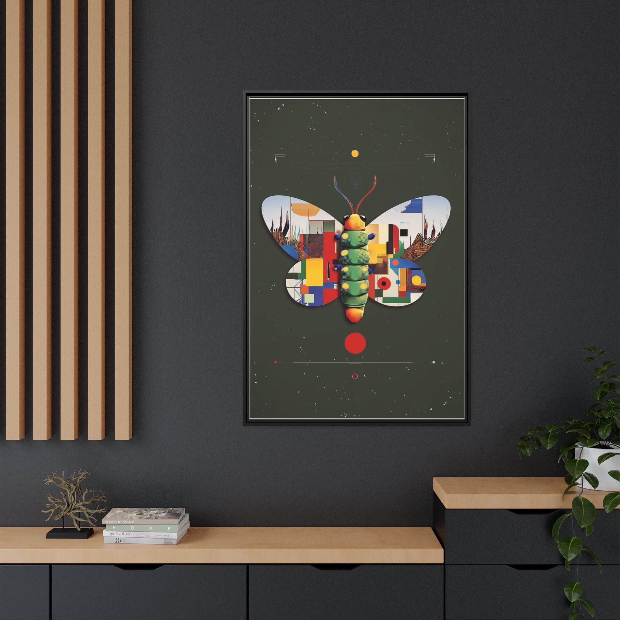 Geometric Butterfly Framed Print : Digital Cubist Interpretation, Modernist Entomological Design   |  Personalized & Custom Orders Available