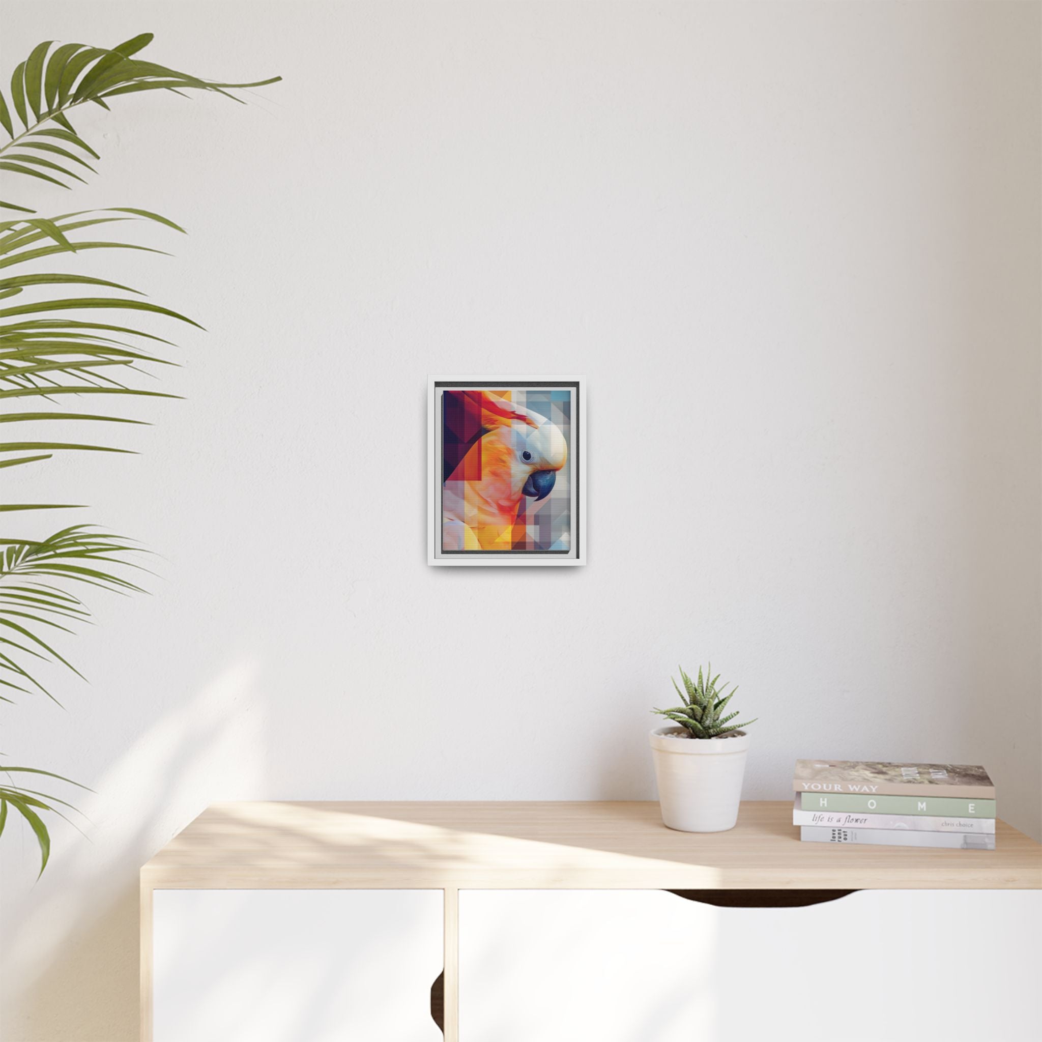 Prismatic Plume: Geometric Parrot Portrait, Digital Mosaic Abstraction   |    Custom Orders Available