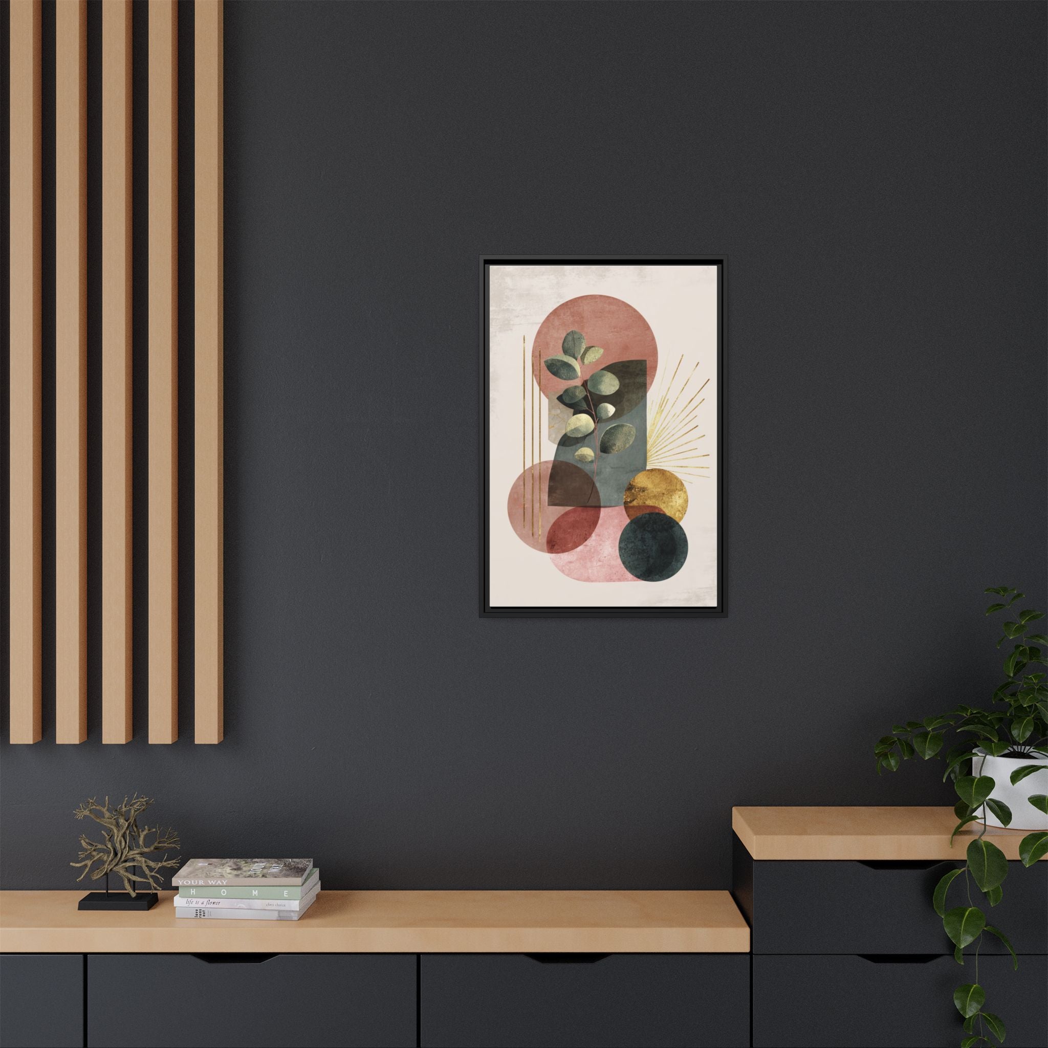 Botanical Geometric Symphony: Eucalyptus Harmony, Metallic Intersections, Modern Earth Tones   |   Custom Orders Accepted