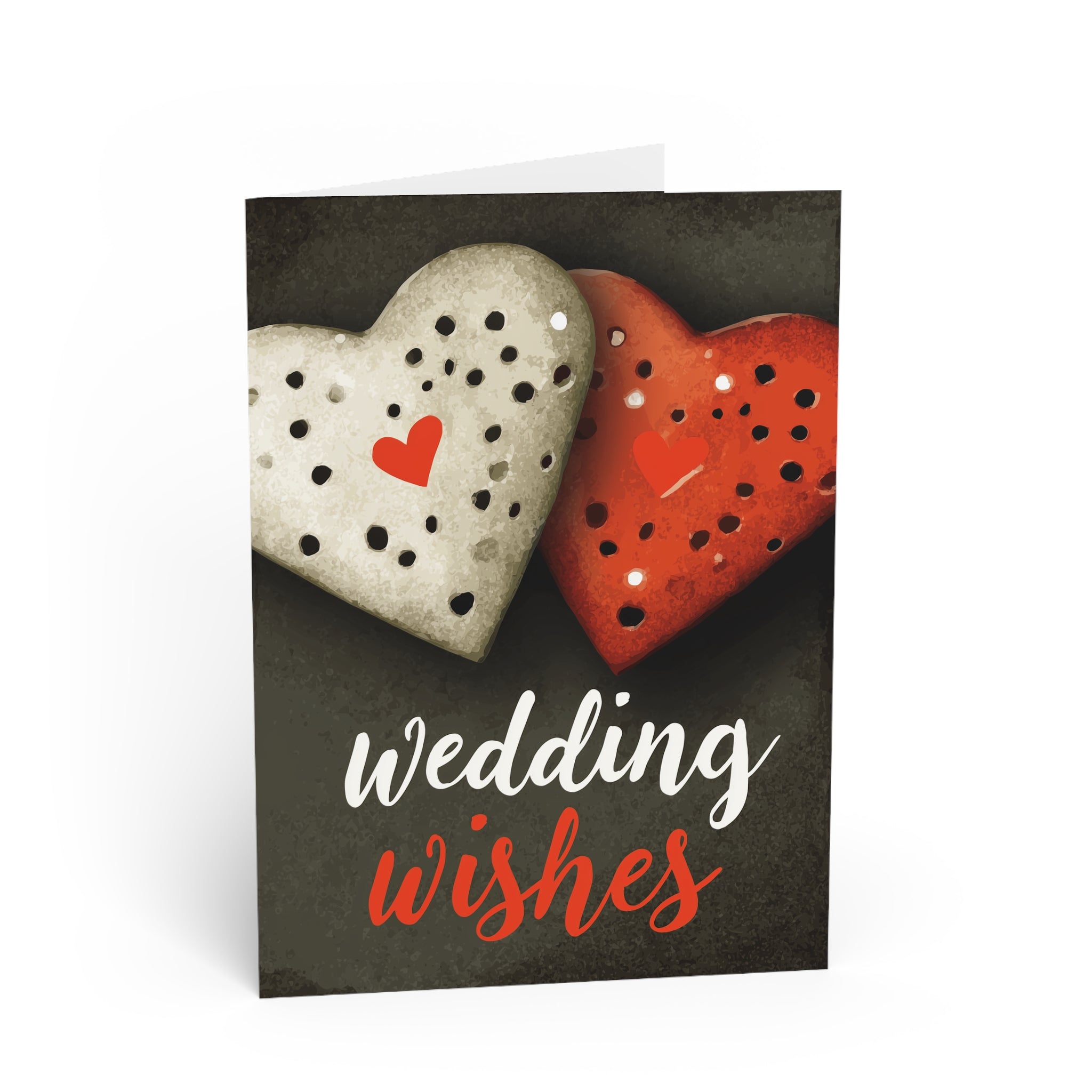 Wedding Wishes Greeting Card — Heart Cookie Illustration, Romantic Wedding Card