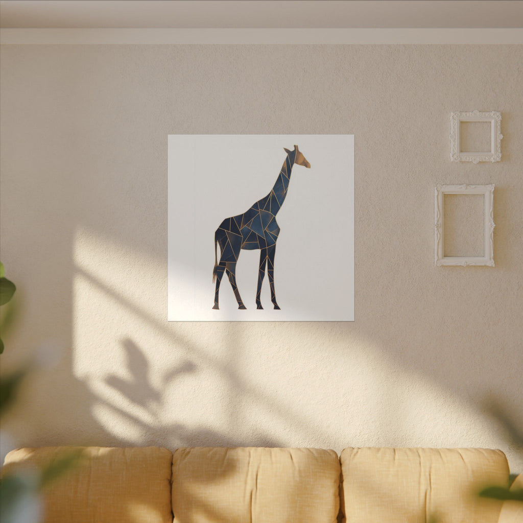 Geometric Giraffe: Mosaic Animal Portrait, Blue Triangular Design, Contemporary African Wildlife Art   |  Personalized & Custom Orders