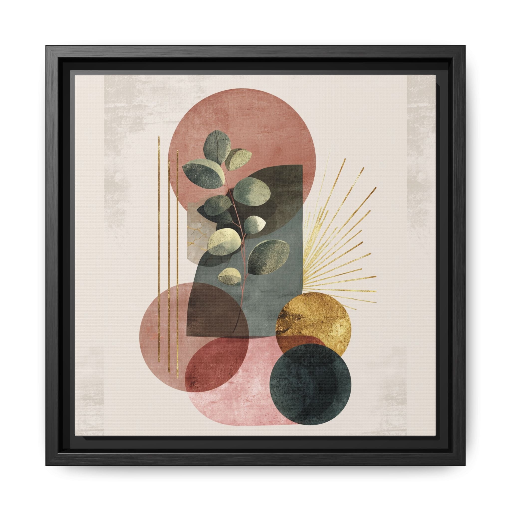 Botanical Geometric Symphony: Eucalyptus Harmony, Metallic Intersections, Modern Earth Tones   |   Custom Orders Accepted