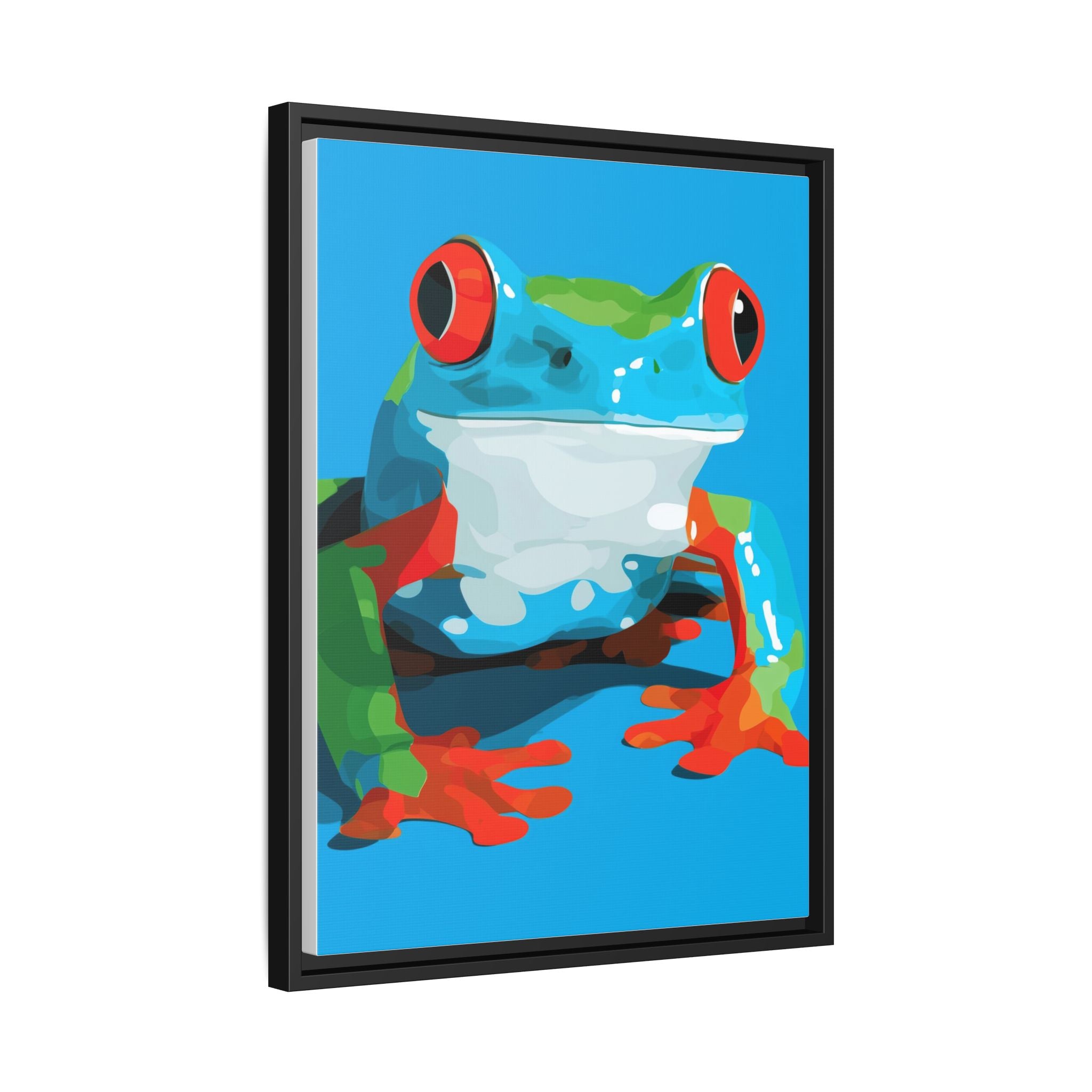 Red-Eyed Green Tree Frog Framed Print : Graphic Design, Pop Art Amphibian Portrait   |  Personalized & Custom Orders Available