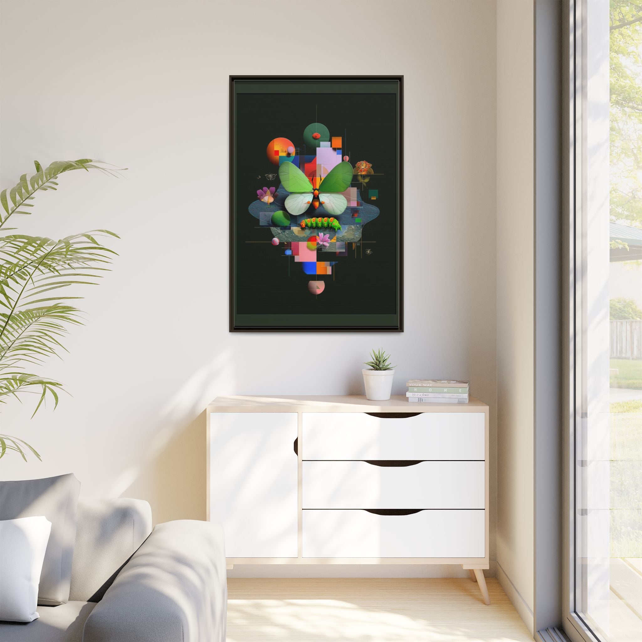 Metamorphosis Geometry Framed Print : Digital Nature Synthesis, Butterfly Abstraction   |  Personalized & Custom Orders Available