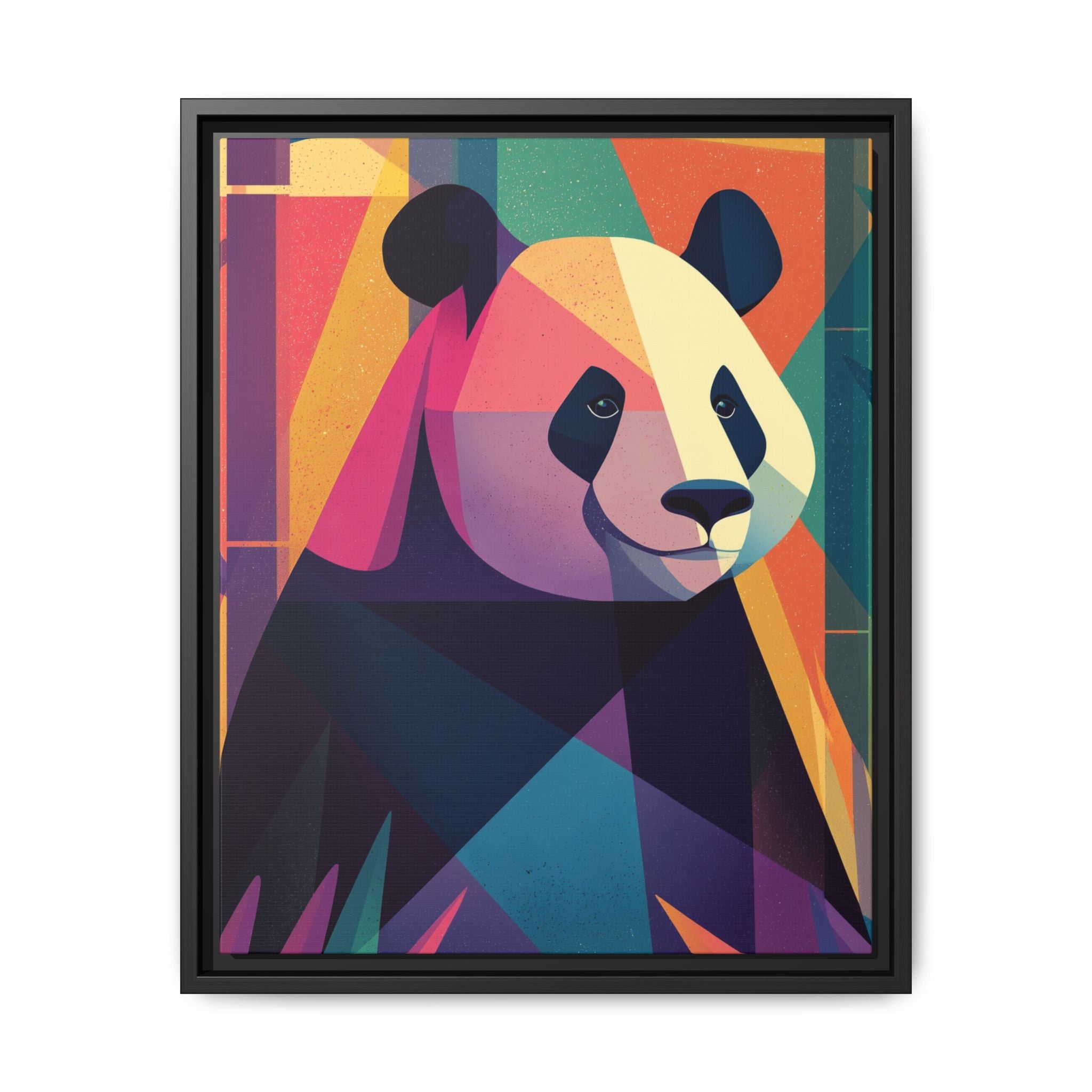 Geometric Panda Framed Print : Cubist Wildlife Portrait, Colorful Abstract Interpretation   |  Personalized & Custom Orders Available