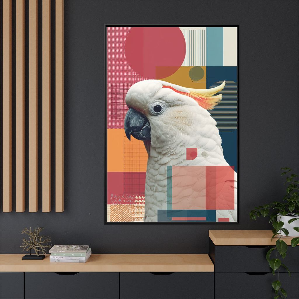 Cockatoo in Geometry: Mid-Century Modern Wildlife Art, Photorealistic Nature Print   |    Custom Orders Available