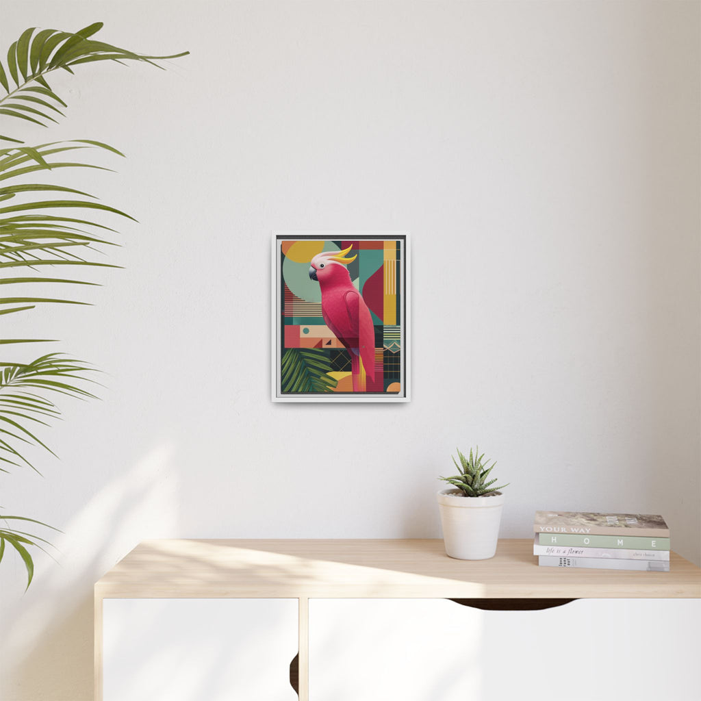 Geometric Cockatoo Framed Print: Mid-Century Modern Bird Art, Contemporary Graphic Print   |  Personalized & Custom Orders Available