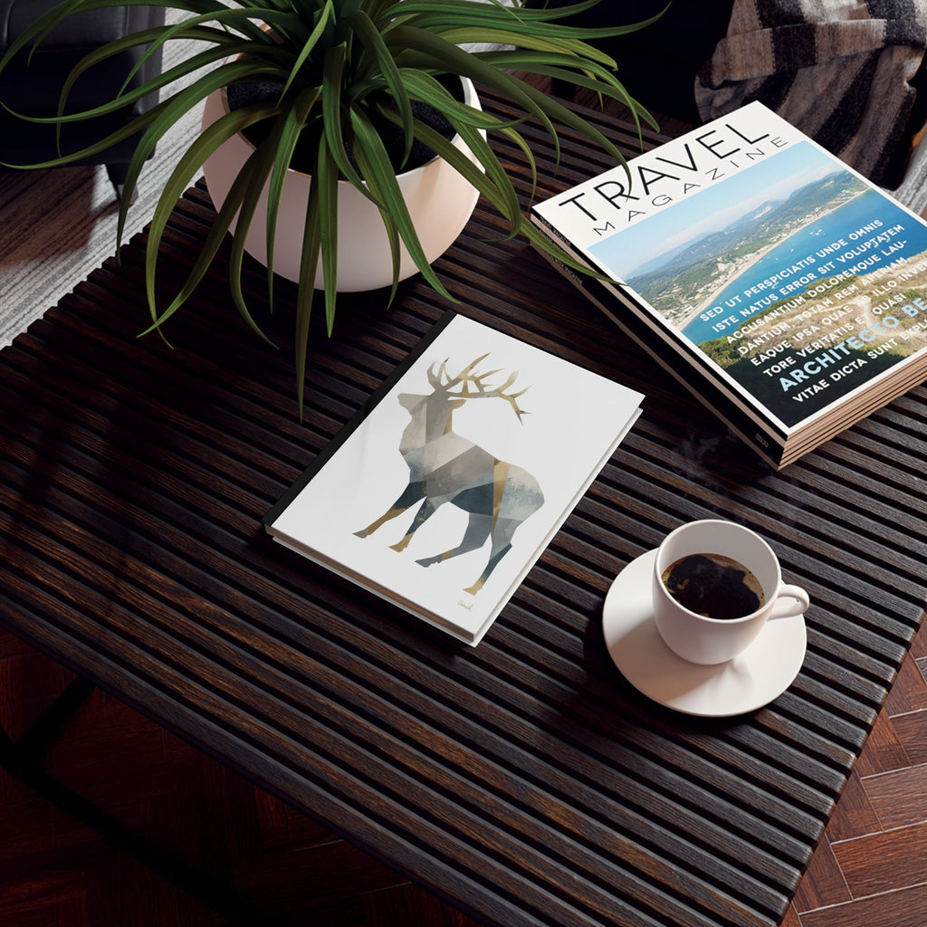 Geometric Elk Journal, Gold Accented Wildlife Diary, Nature Inspired Notebook, Rustic Deer Notepad, Outdoor Adventure Planner