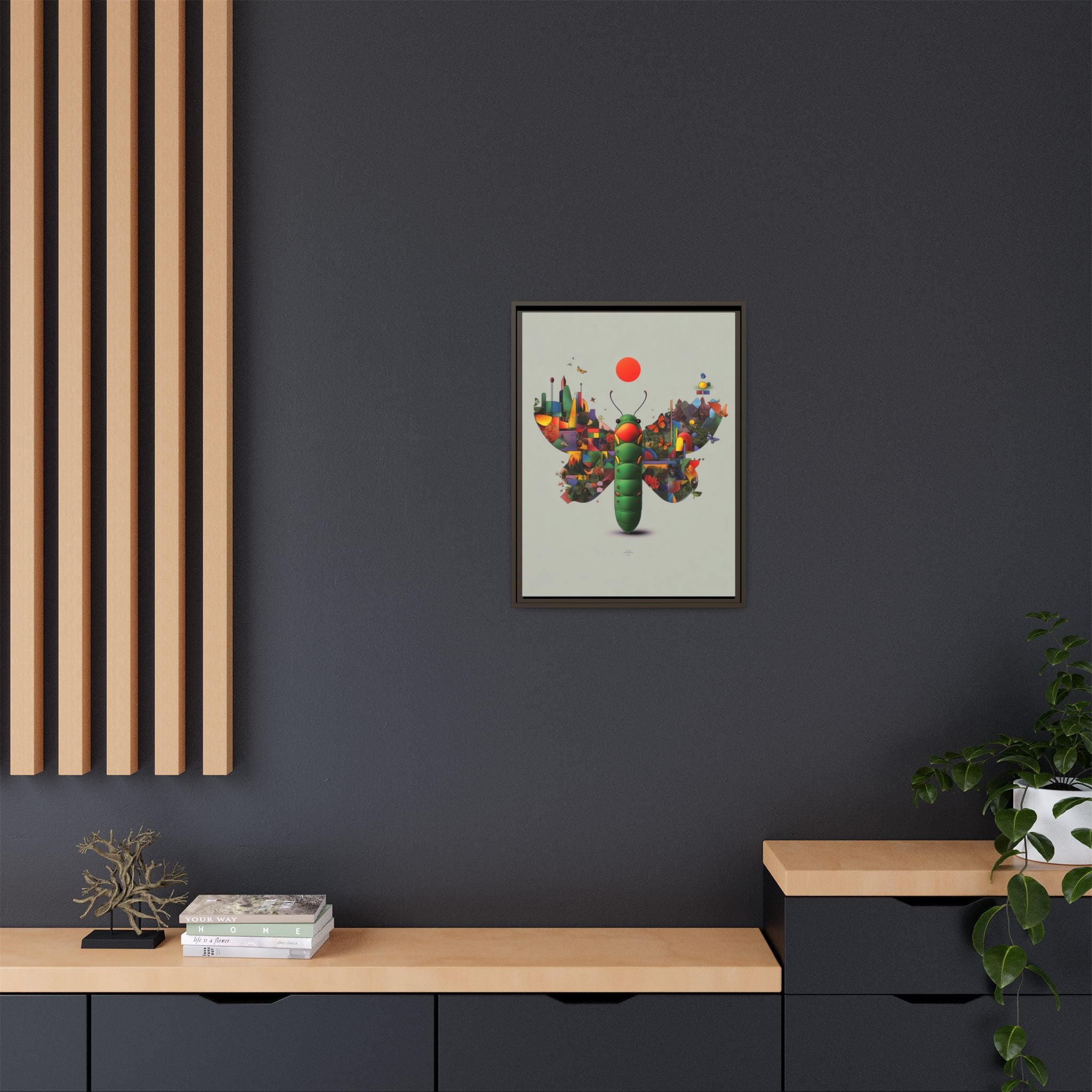 Geometric Chrysalis Framed Print : Butterfly Transformation, Digital Abstract Landscape Metaphor   |  Personalized & Custom Orders